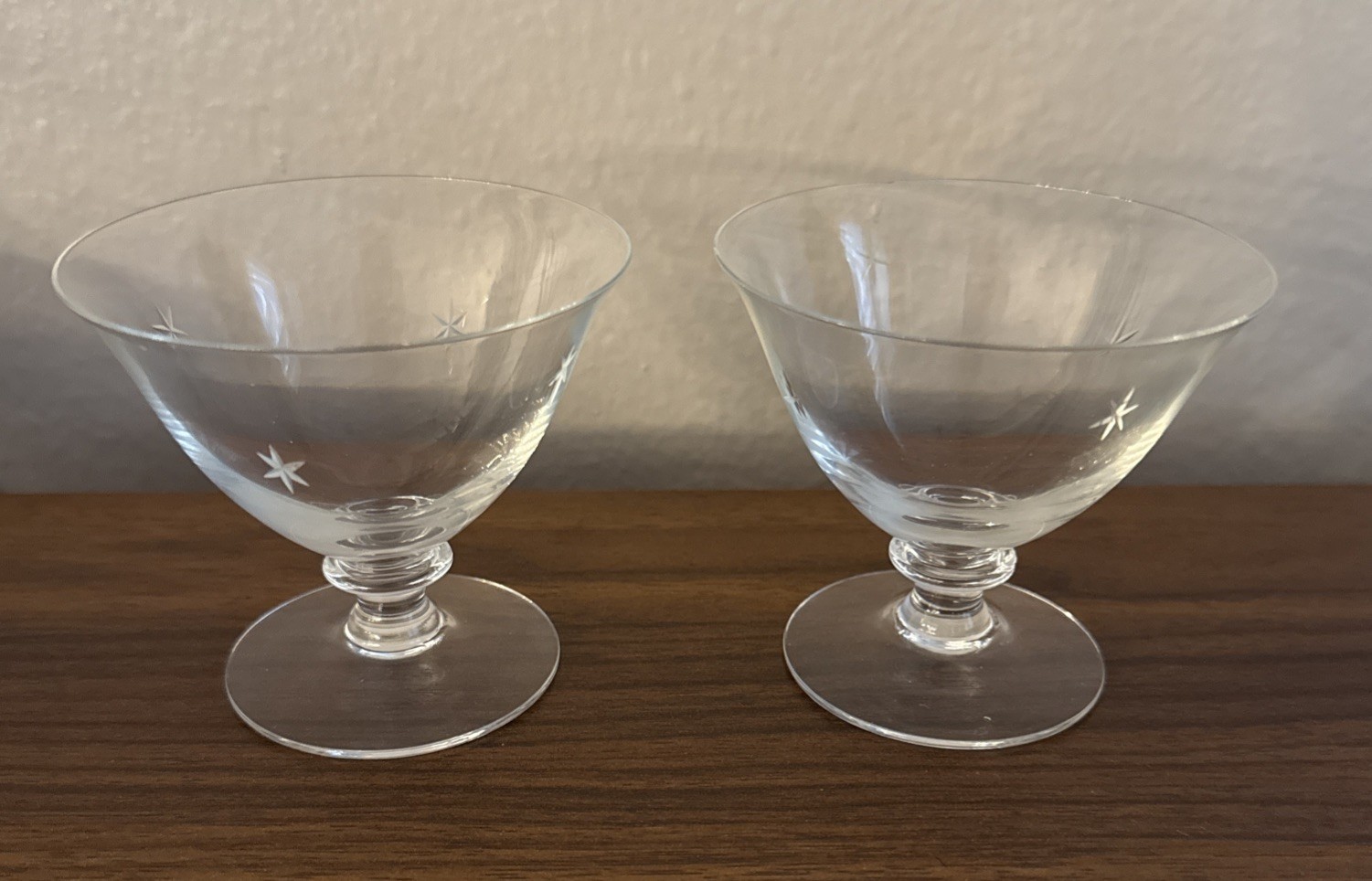 Replacement Vintage Atomic Starburst 4 Oz. Crystal Glasses - 1950’s  Dessert