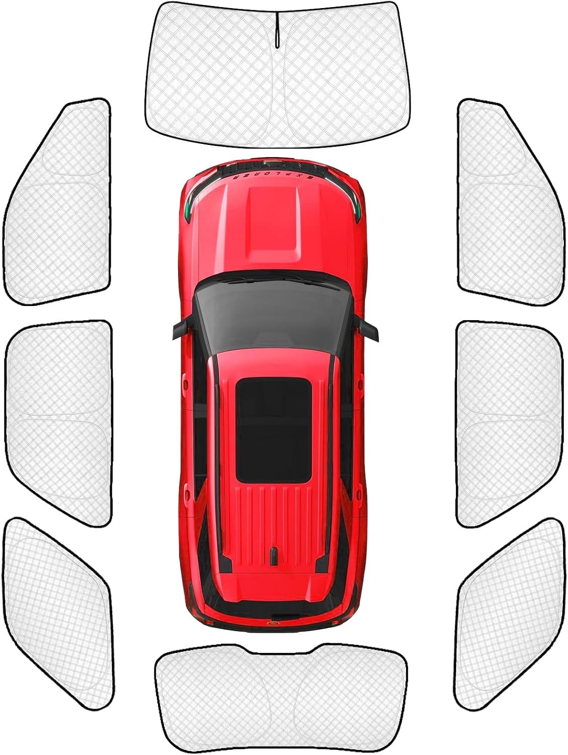 KMF 8pcs Thicken Sun Shades Ford Explorer 2011-2019 Windshield Side Rear #R011