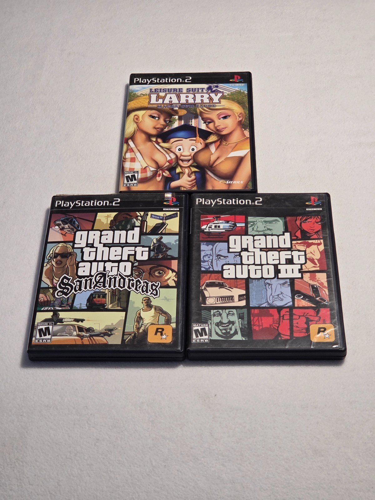 GTA San Andreas III Leisure Suit Larry 3 Sony PS2 games lot Grand Theft Auto CIB