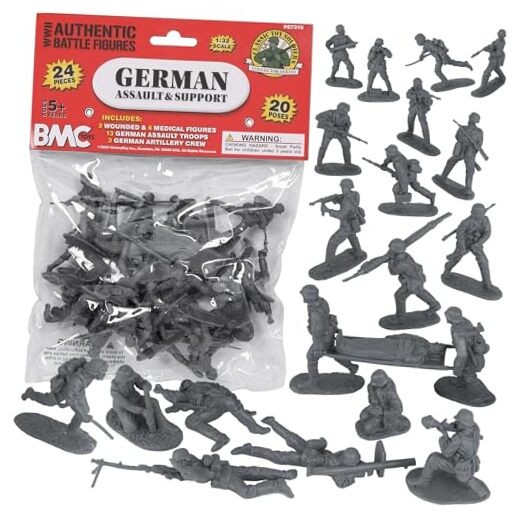 BMC CTS WW2 German Assault & Medics Plastic Army Men - 24pc Gray Charcoal Gray