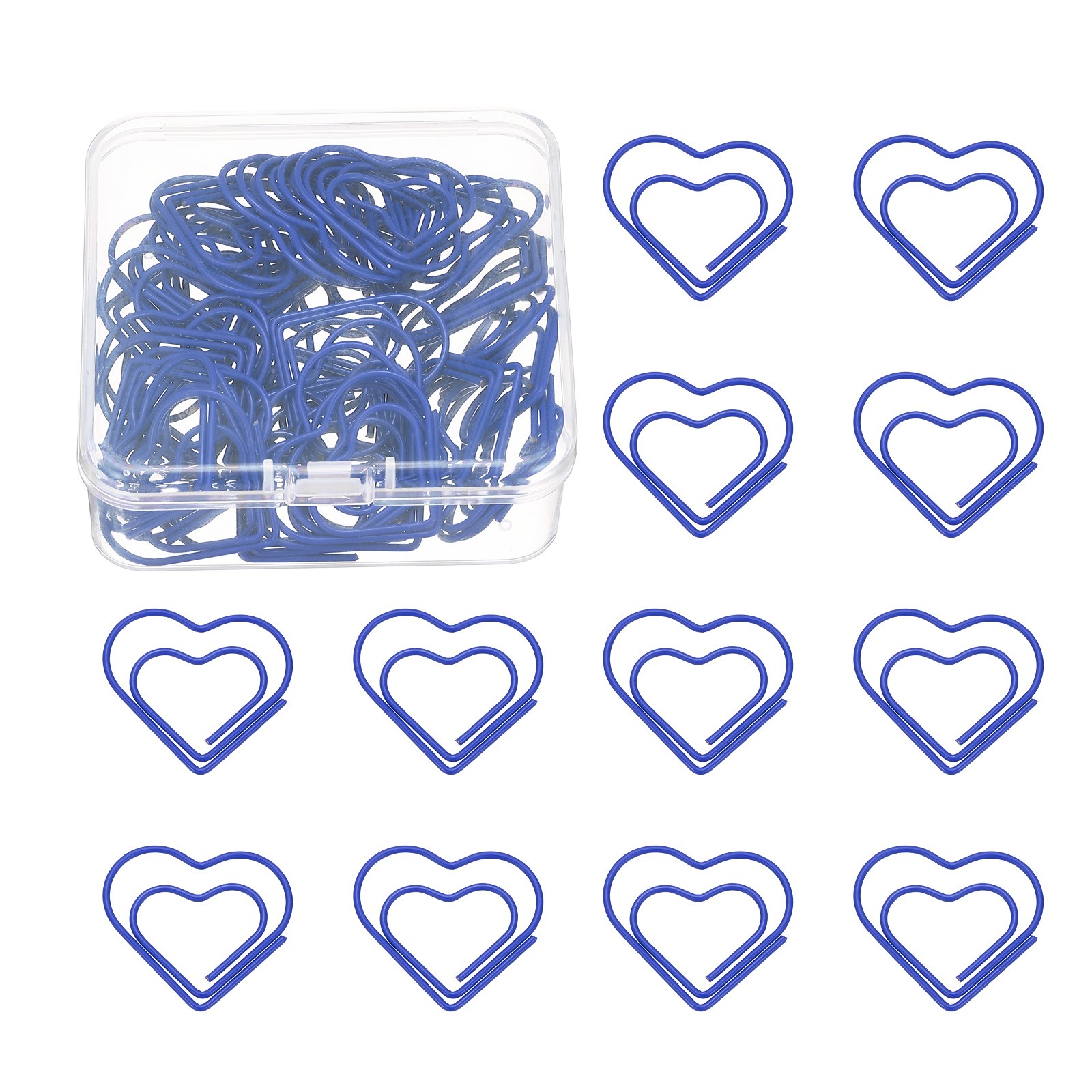 50pcs heart clasp, blue plastic metal
