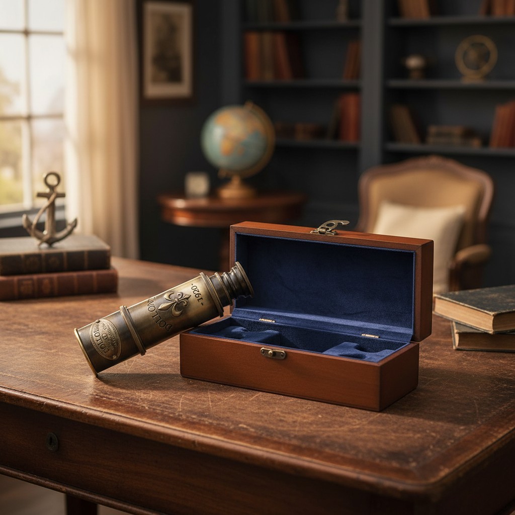 Classic Handheld Brass Telescope - 25x Magnification Nautical Spyglass Gift Set