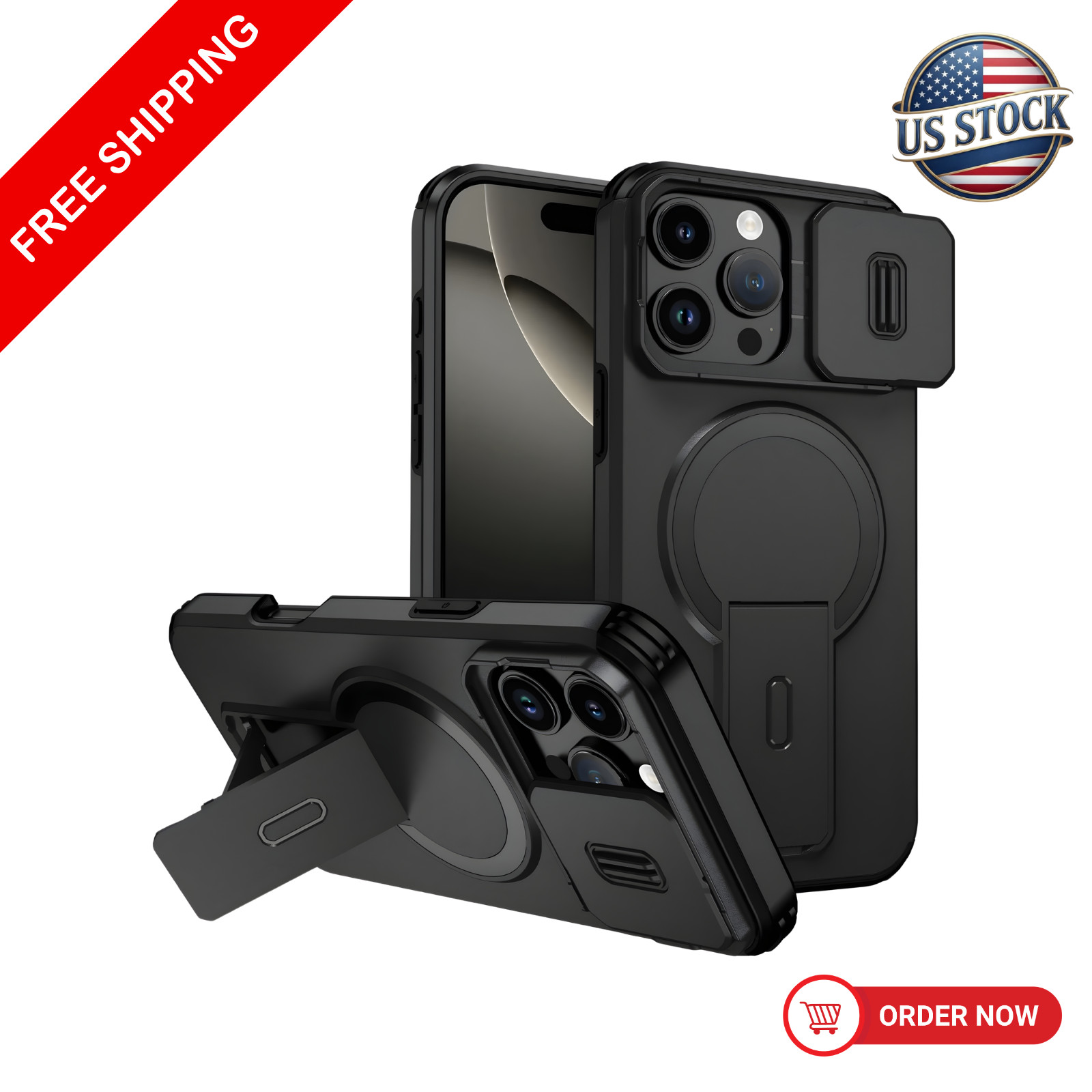 Magnetic Hard Case With Kickstand Shockproof Cover Fits iPhone 17 16 15 14 13