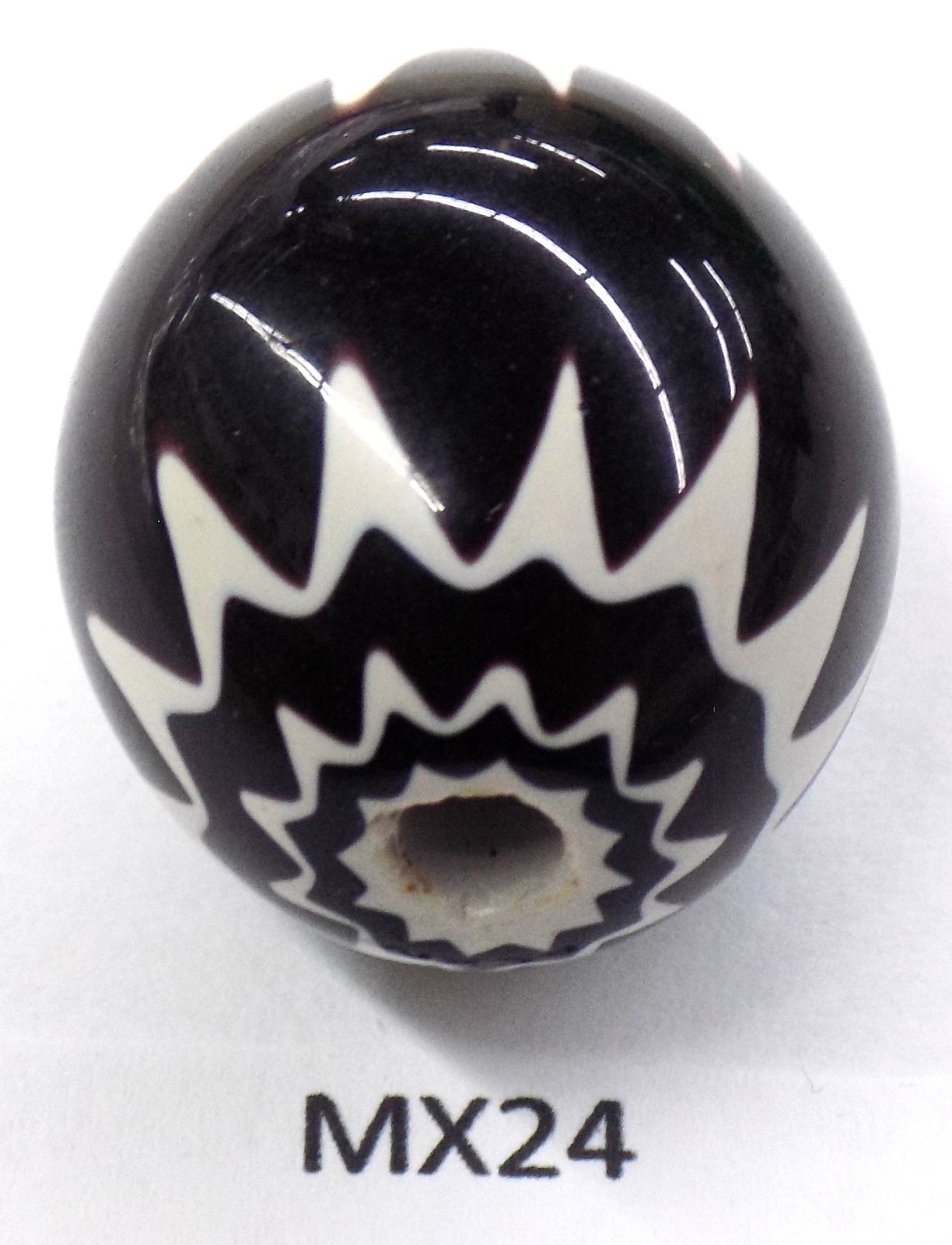 Awesome Black Egg Chevron African Trade Bead    MX24 BG 81