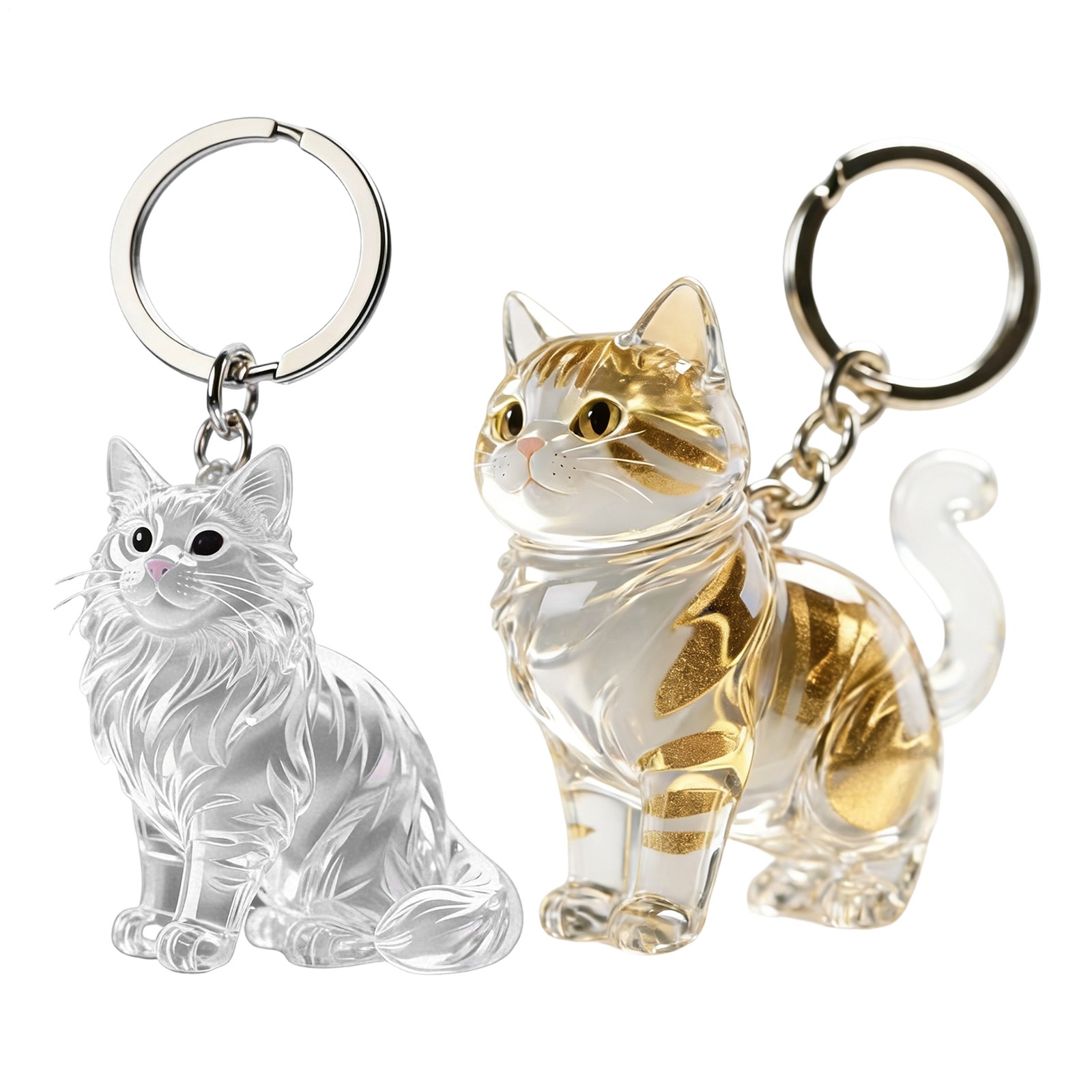 Cat Hair Storage Keychain Bag Pendant Transparent Pet Fur Keepsake Keychain