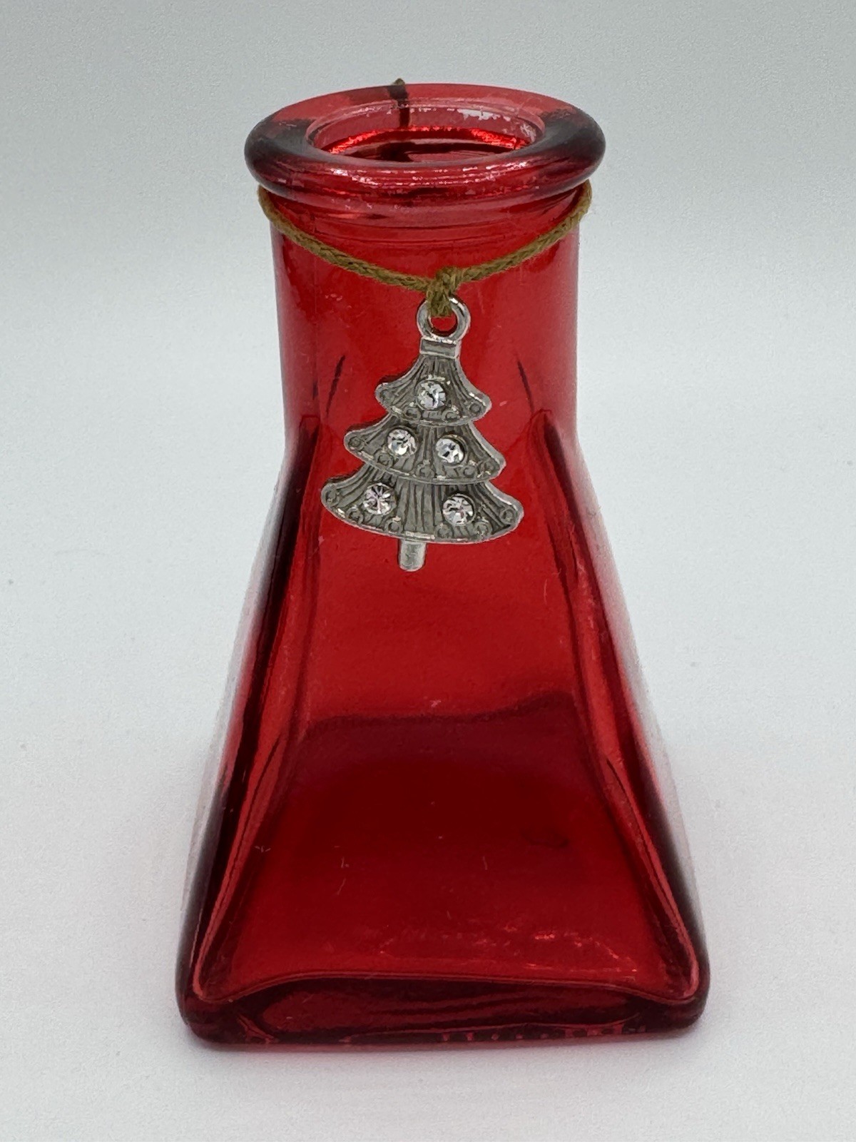 Ruby Red Apothecary Bottle 3 1/2” X 2”. Mini  Vintage Style Holiday Vase.