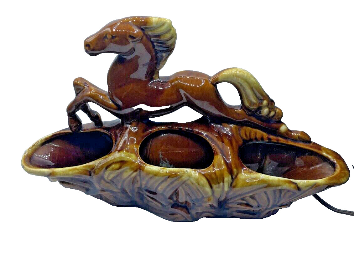 Vintage MidCentury Modern Horse Stallion Lighted Ceramic Planter