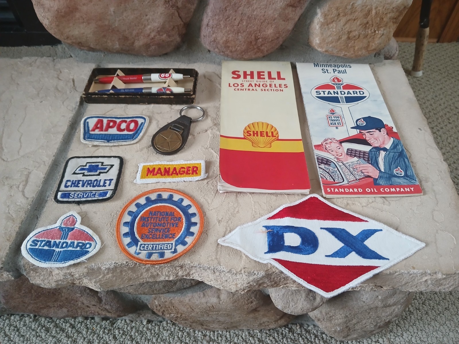 Gas And Oil Service Station Patches, Maps,pens VINTAGE LOT