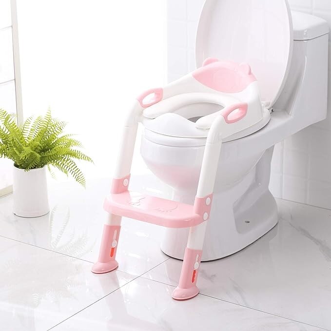Potty Training Seat with Step Stool Ladder Comfortable Safe with Anti-Slip Pads