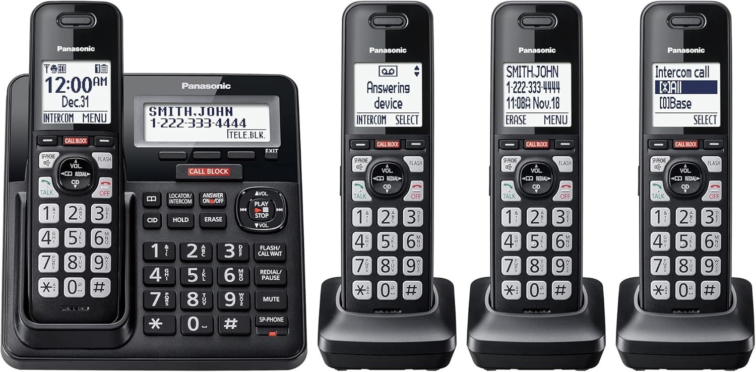 🔥🔥 Panasonic Cordless Phone with Advanced Call Block- KX-TGF944B (Black)