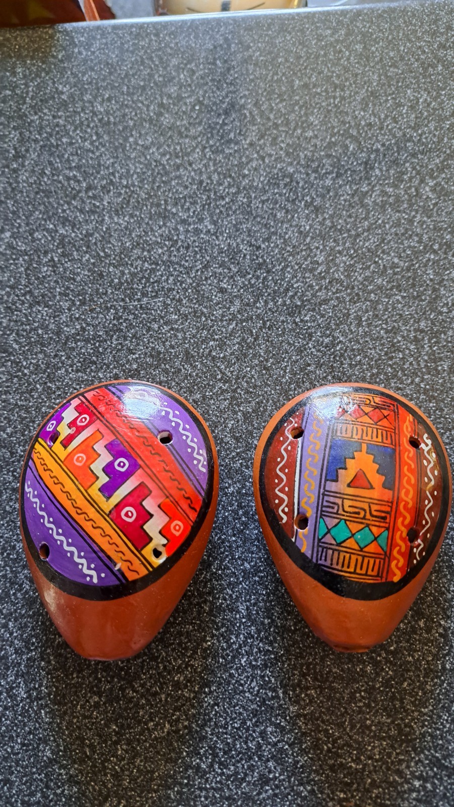 Two clay Native American Ocarina Flutes Whistles New