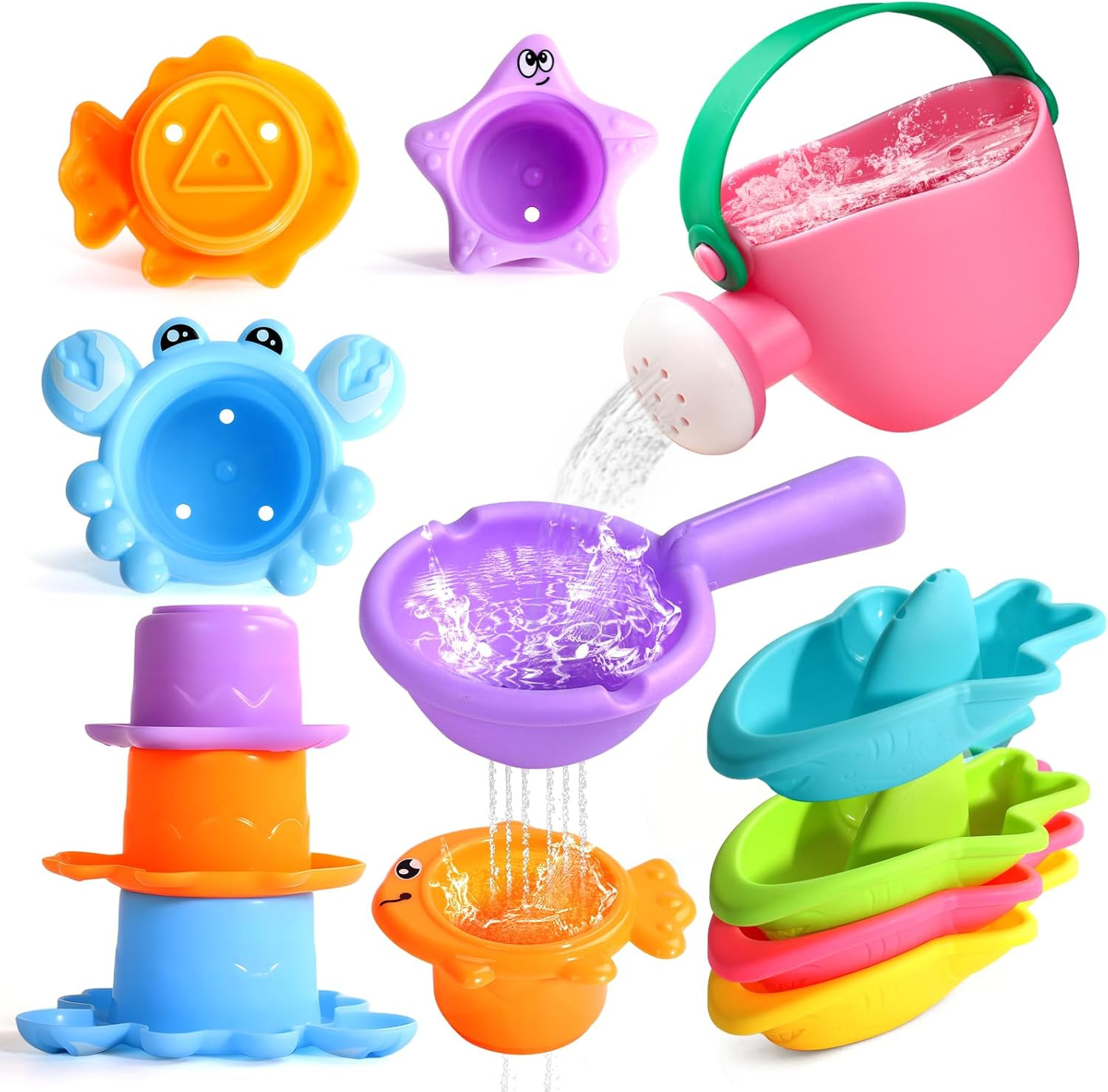 Baby Bath Toys for Kids Ages 1-3 Toddler Bath Toys Mold Free for 2-4 Bathtub San