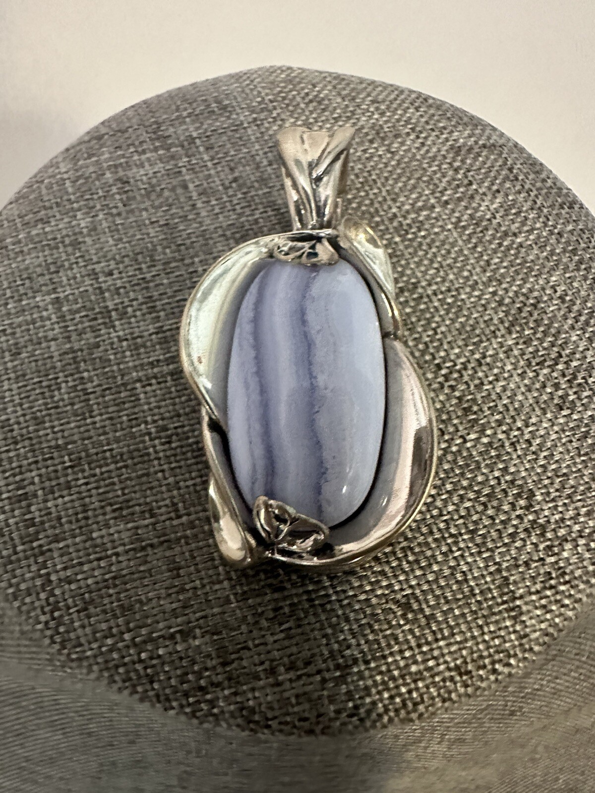Carolyn Pollack Relios Large Sterling Silver Blue Lace Agate Enhancer Pendant