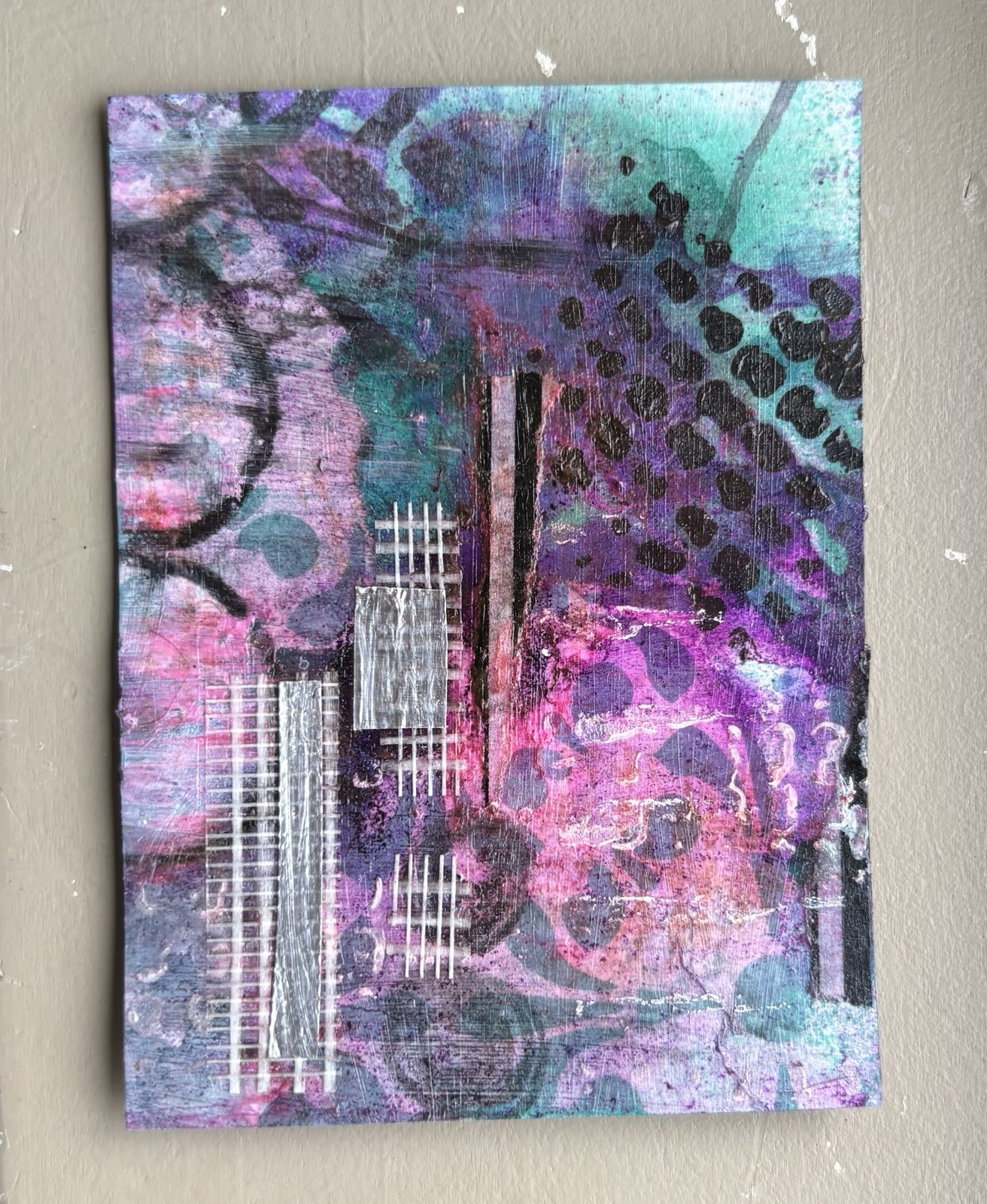 aceo ooak mixed media original abstract painting