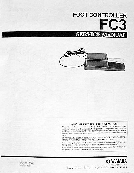 Service Manual & Parts List for the Yamaha FC3 Foot Controller Sustain Pedal.