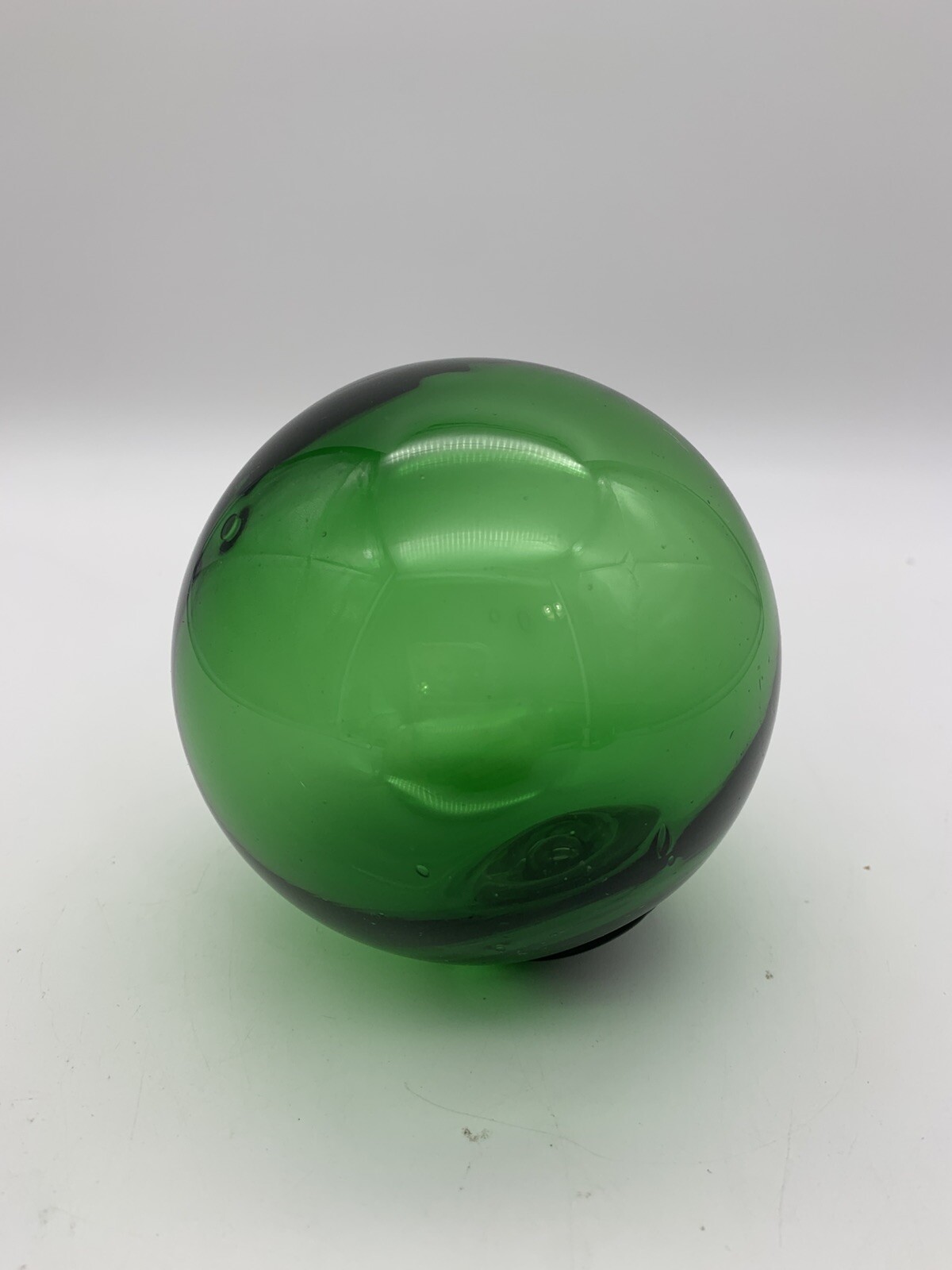 Vintage Japanese Fishing Float 4 inch Diameter Green Glass Fish Net Float