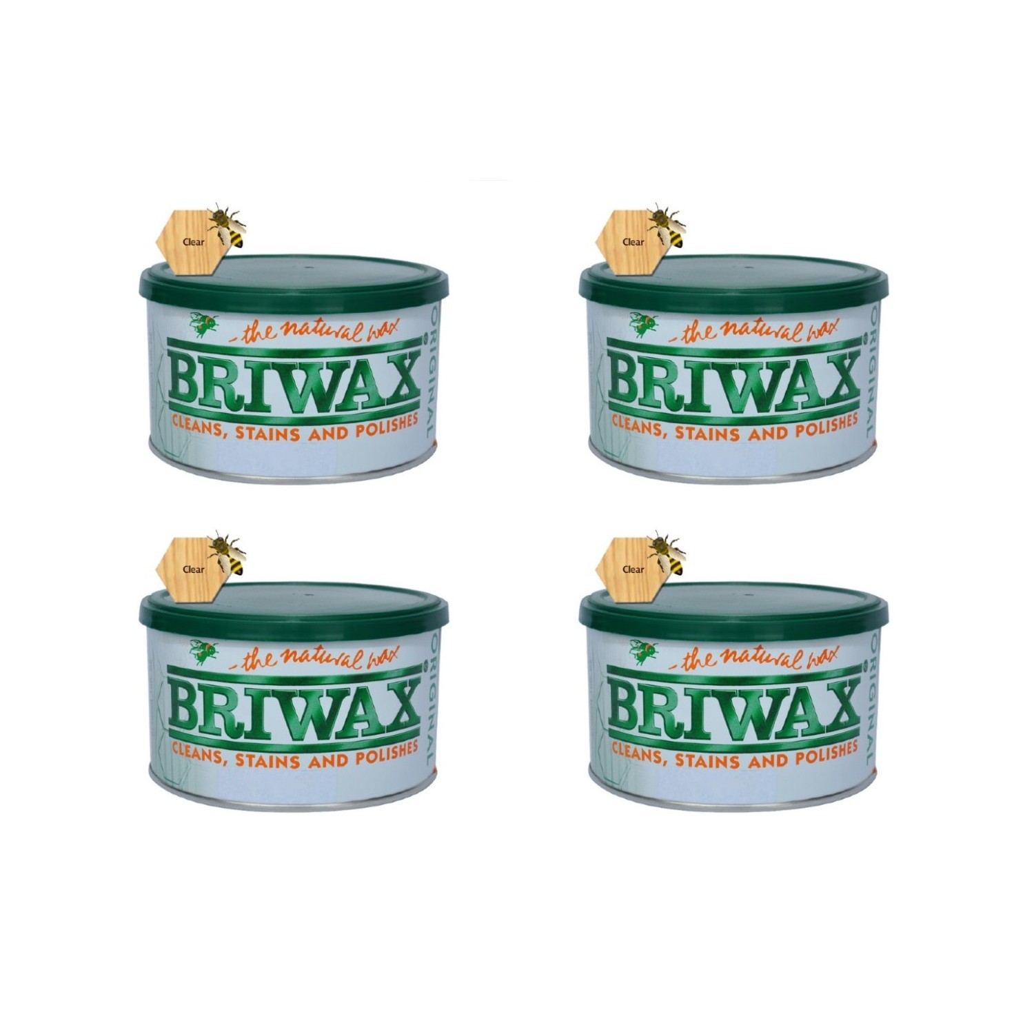Clear, 16 Oz. Furniture Wax Polish by Briwax, Cleans, Stains & Polishes (4 Pack)