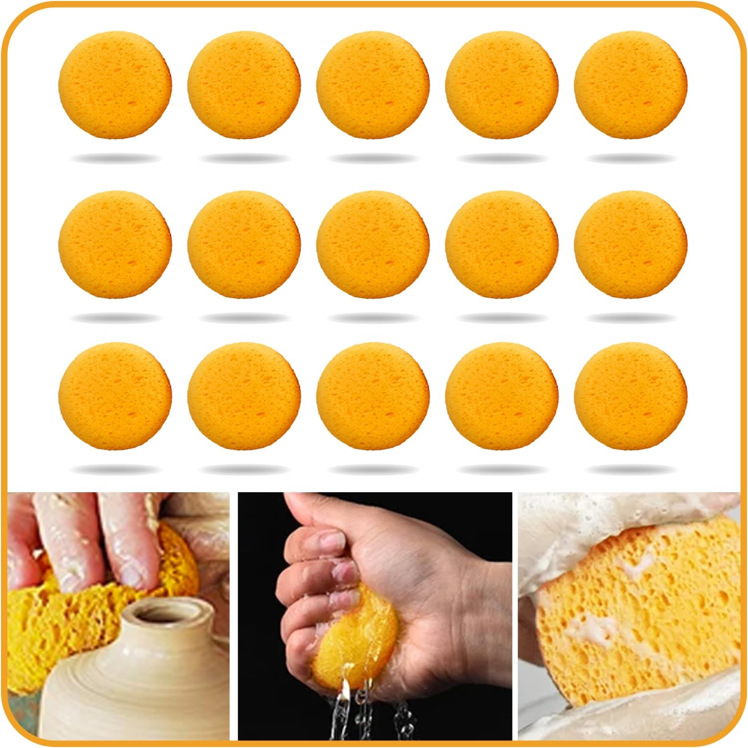 15Pcs Pottery Sponges for Clay 2.5inch, Sponge for Pottery and Cleaning Horse...