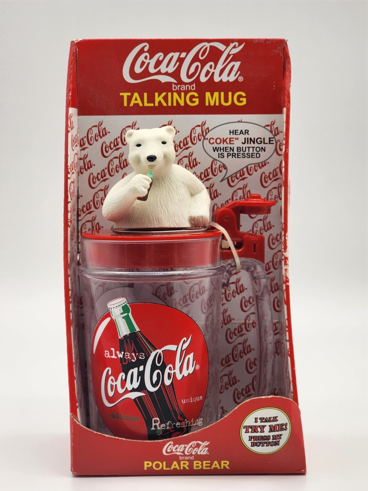 Coca-Cola Talking Mug Polar Bear Design Red White Colors Soda Theme Collectible