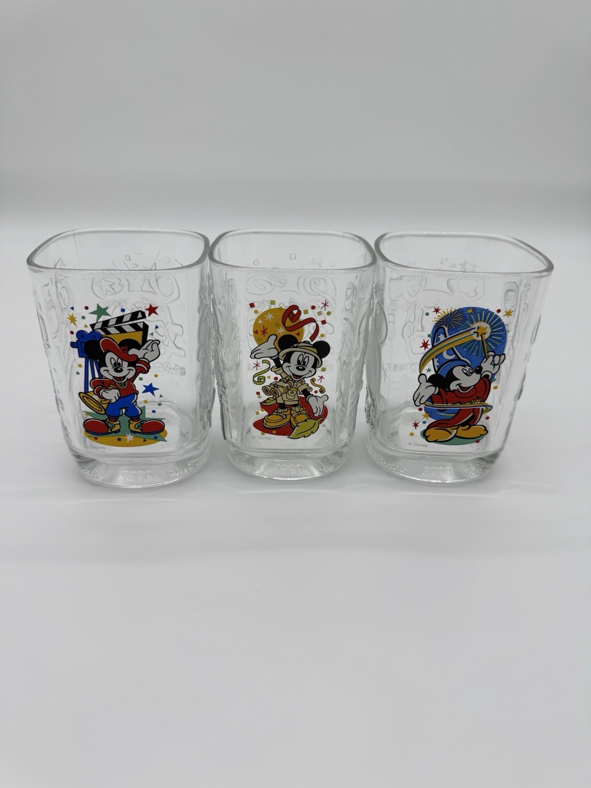 Set of (3) McDonalds Mickey Mouse Drinking Glasses Walt Disney World  Y2K - 2000