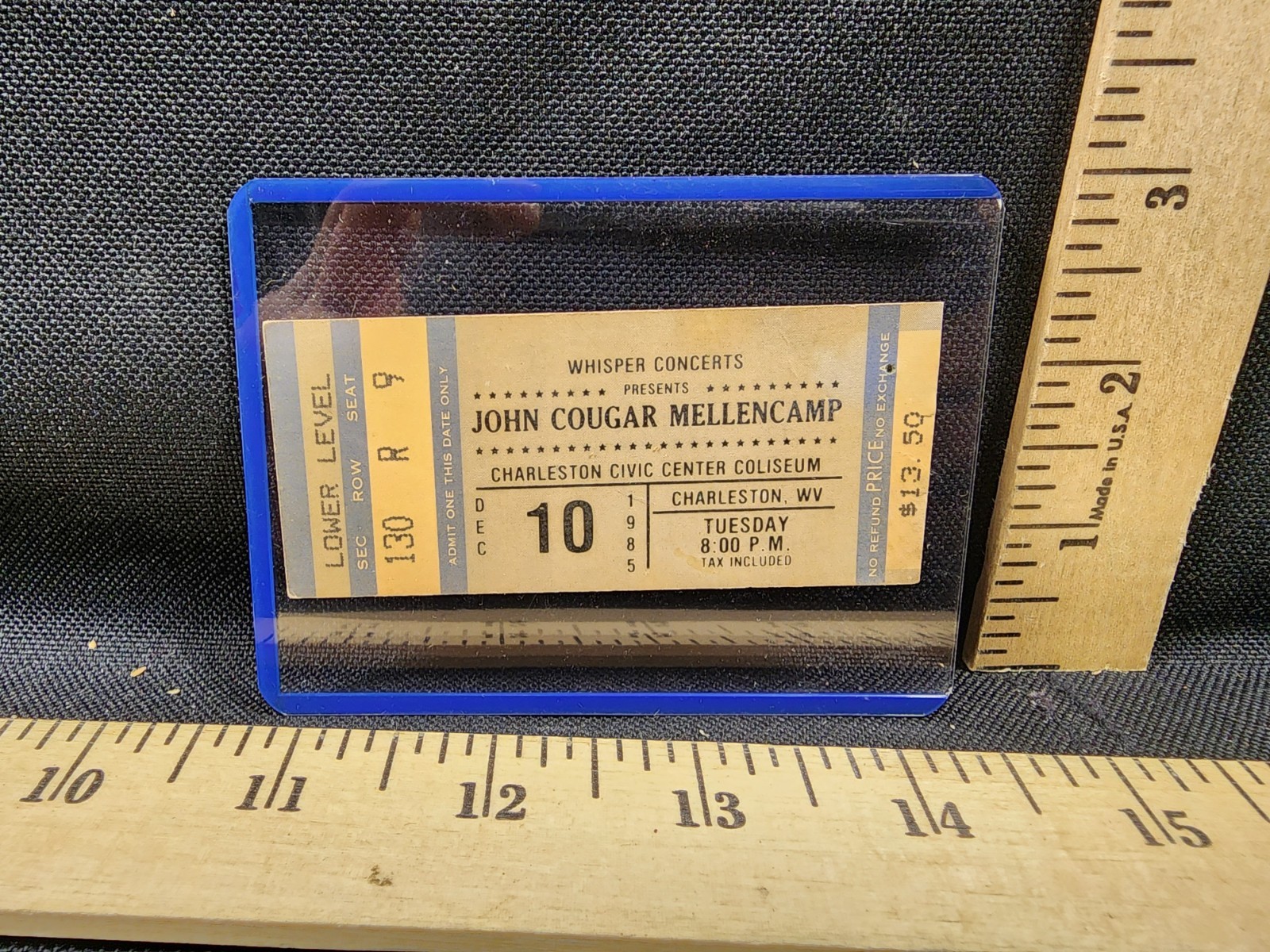 Vintage Concert Ticket Stub John Cougar Mellencamp 12/10/1985 Charleston Wv