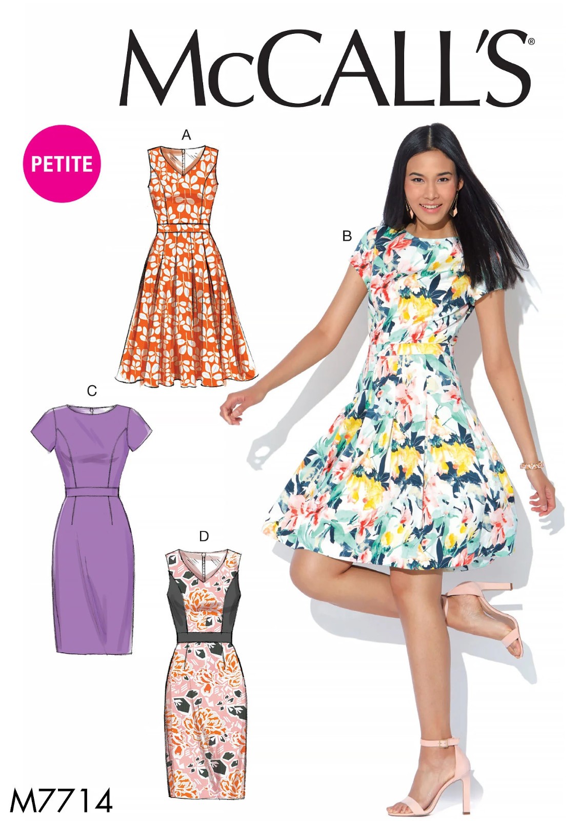 McCall's Sewing Pattern M7714 Misses Dresses Fitted or Flared Sizes 14-22 UNCUT