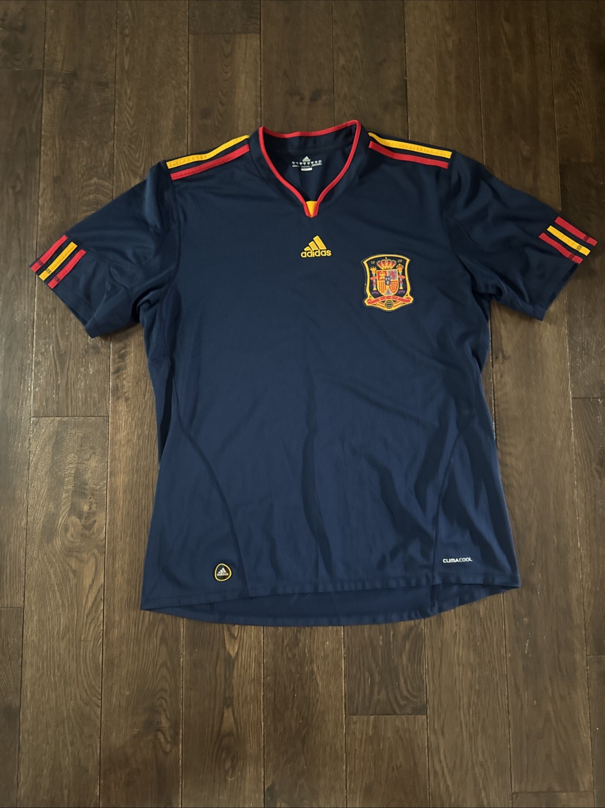Spain National Soccer Jersey Blue Adidas Climacool Size XL