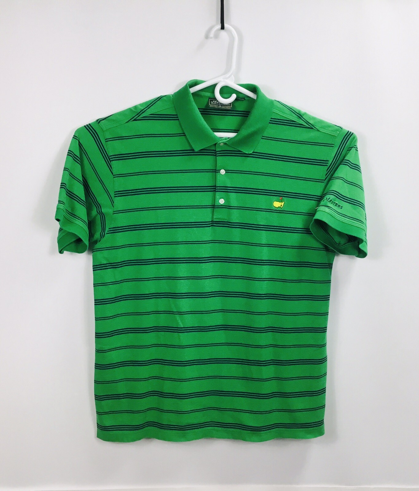Masters Collection PGA Masters Golf Shirt Mens Size XL green blue Strip Polo