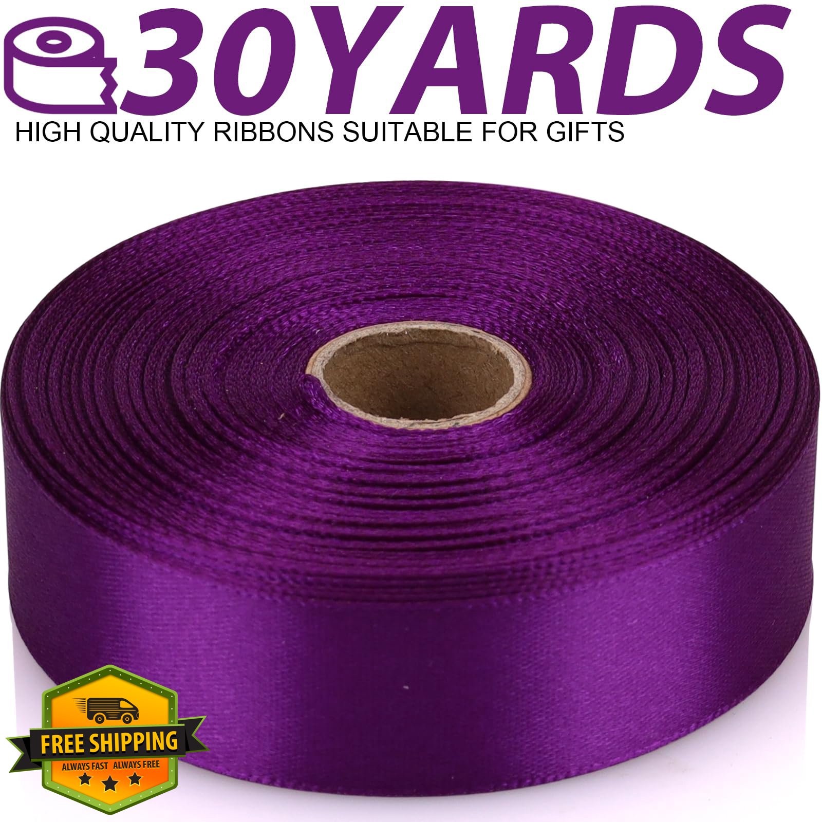 NISDOCF 7/8" Purple Satin Ribbon 30 Yards Wedding Party Decor