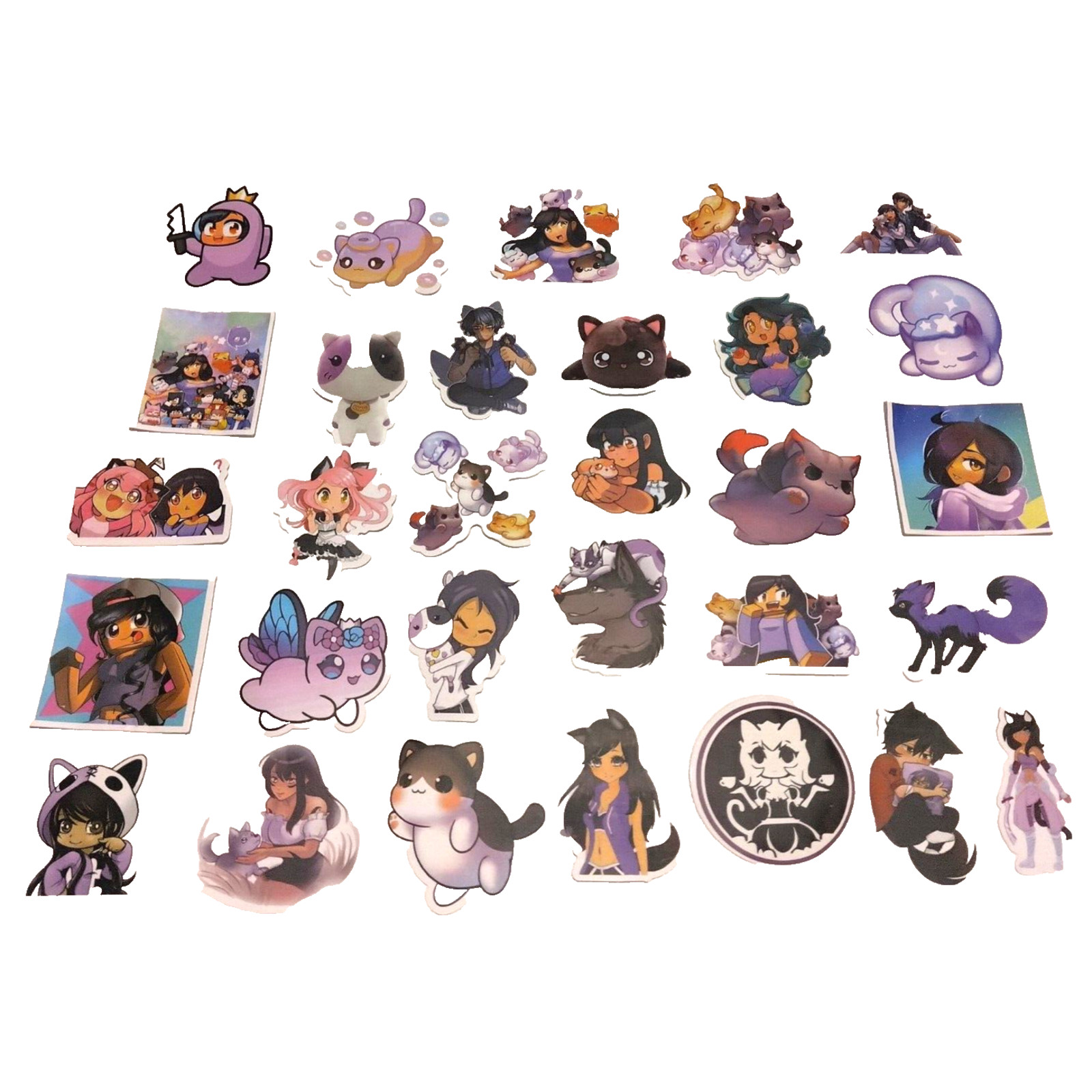 Cats & Anime Guys and Cat Gals Vinyl Stickers Laptop Locker Notebook 30 Ct