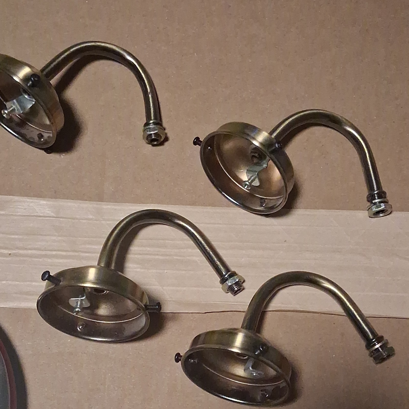 Set of 4 vtg brass colored ceiling fan light holders