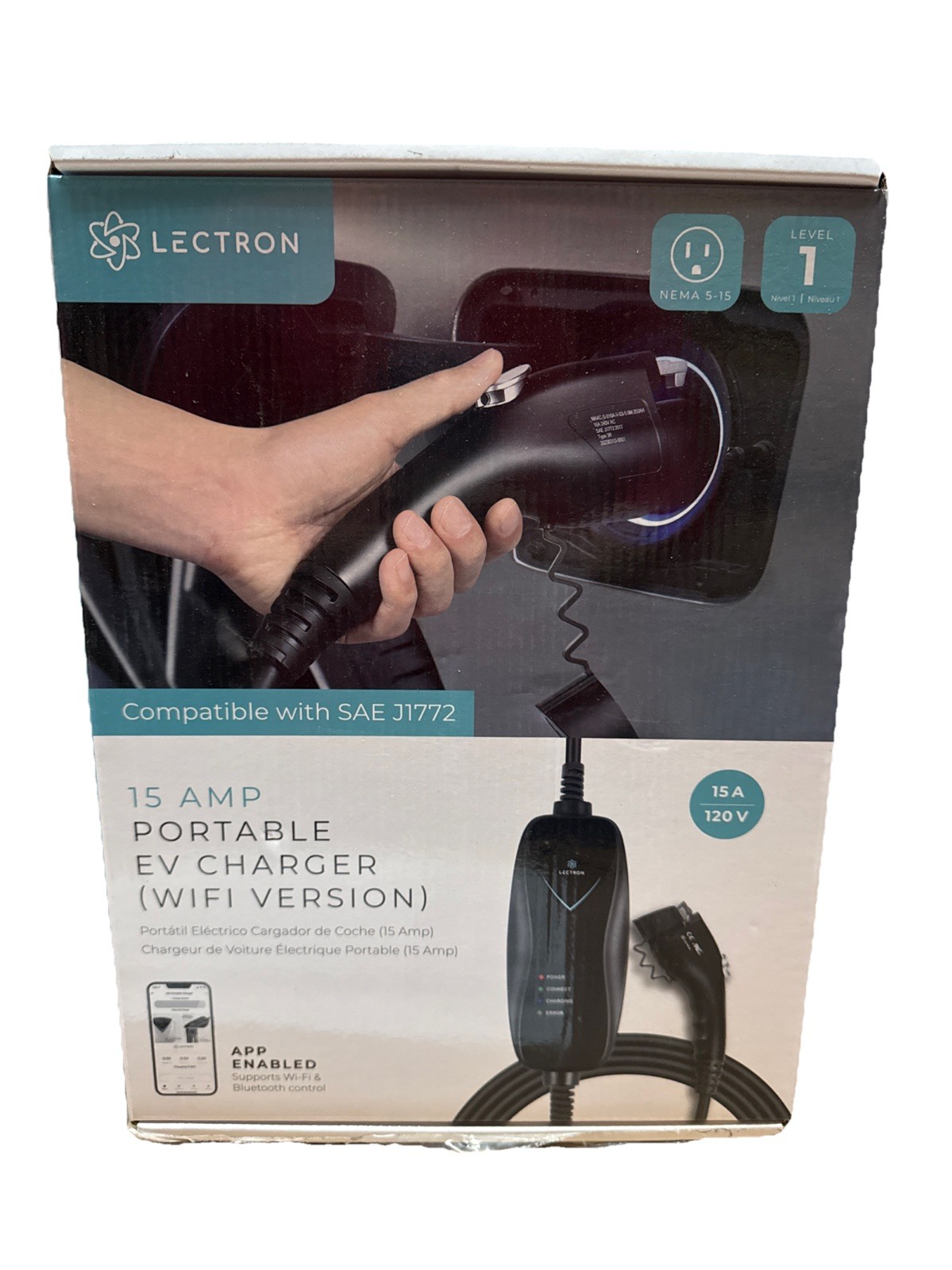  Level 1 J1772 Charger (WiFi Version) - 120V, 15 Amp, 15A NEMA 5-15 with APP