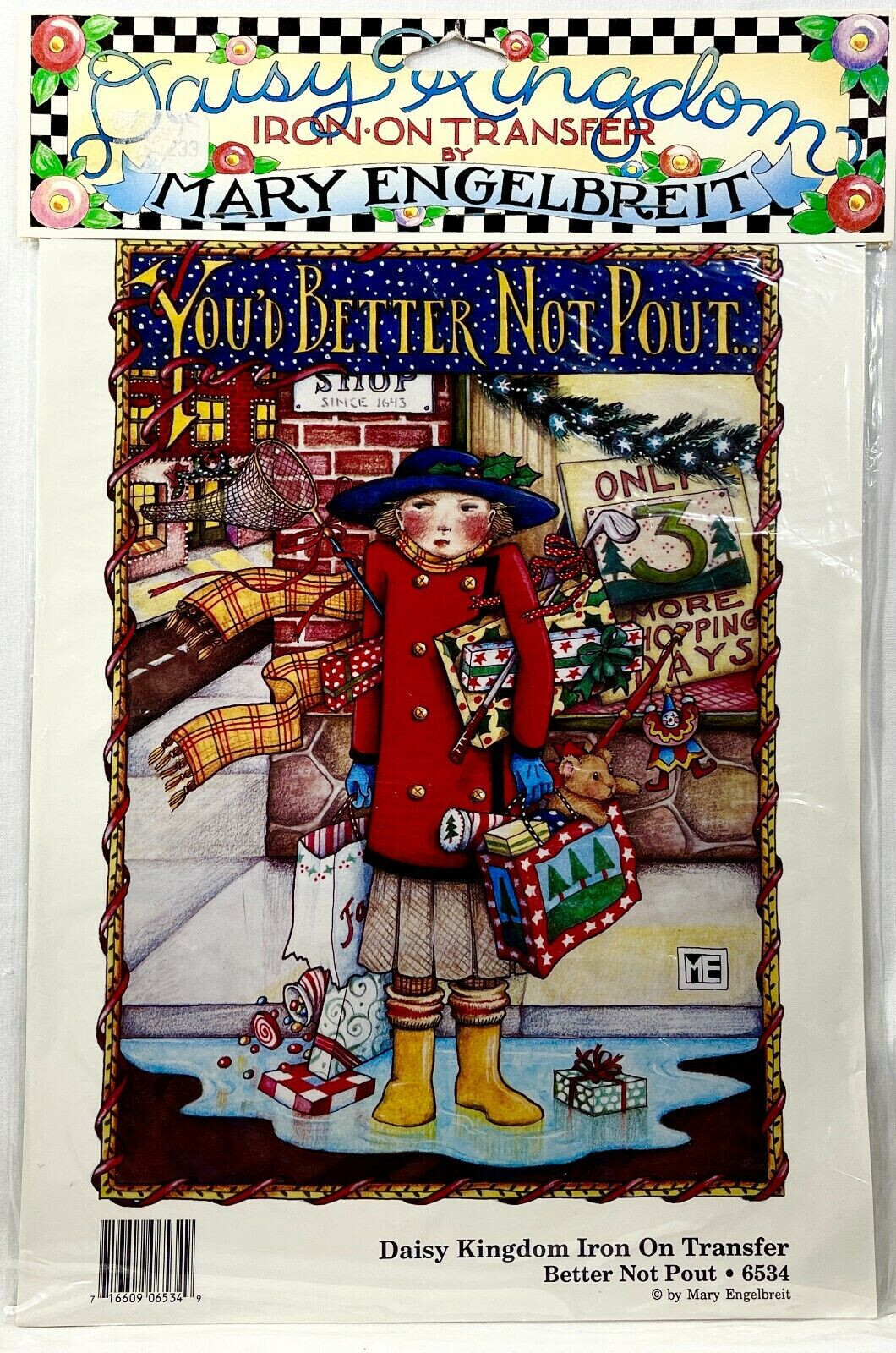 NEW 1990 Daisy Kingdom Better Not Pout 6534 Iron On Fashion Transfer Vintg 11366