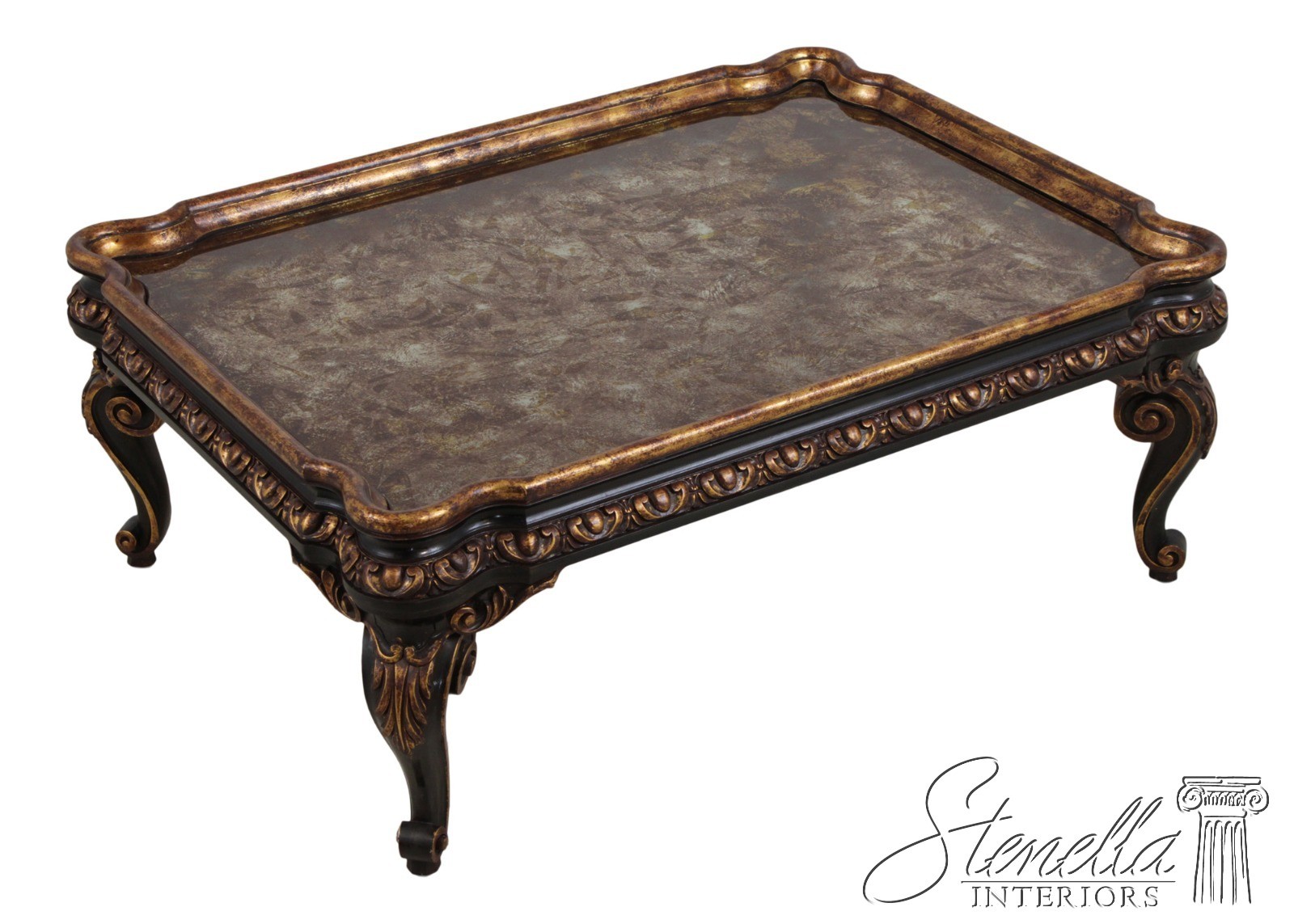 L72106:  Vintage Large Eglomise Paint Decorated Coffee Table