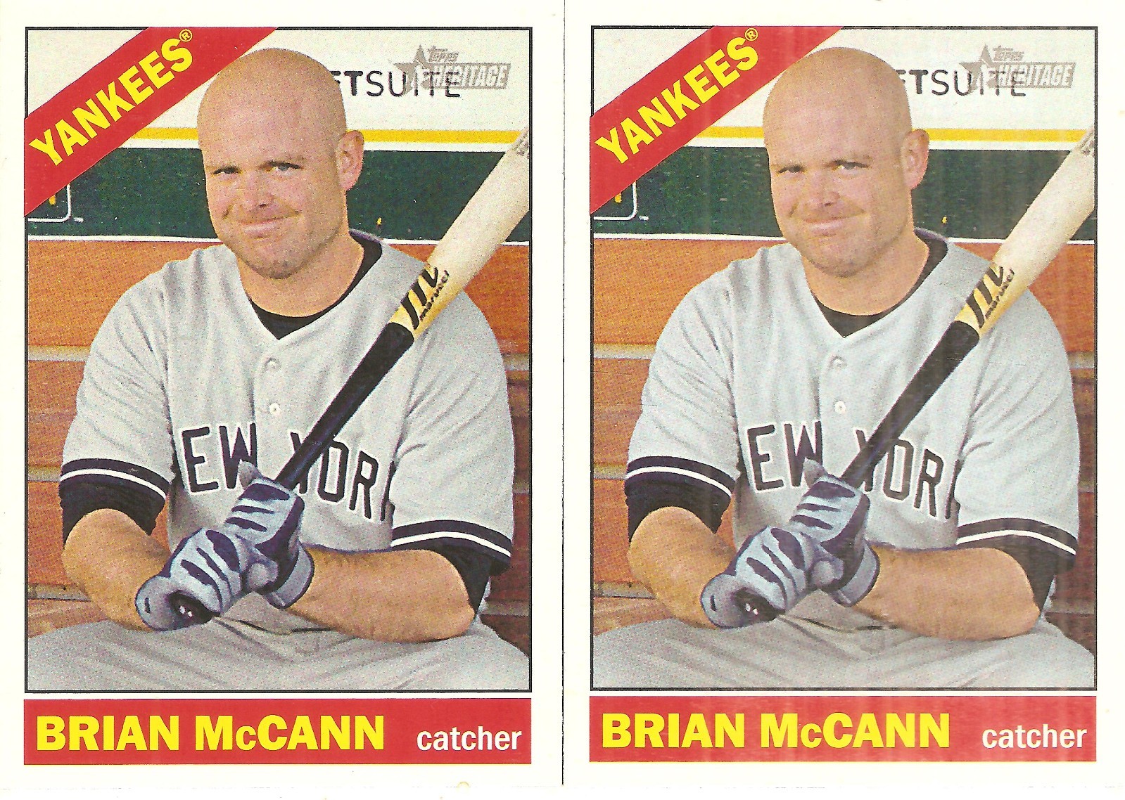 2 CARD 2015 TOPPS HERITAGE BRIAN MCCANN BASEBALL CARD LOT