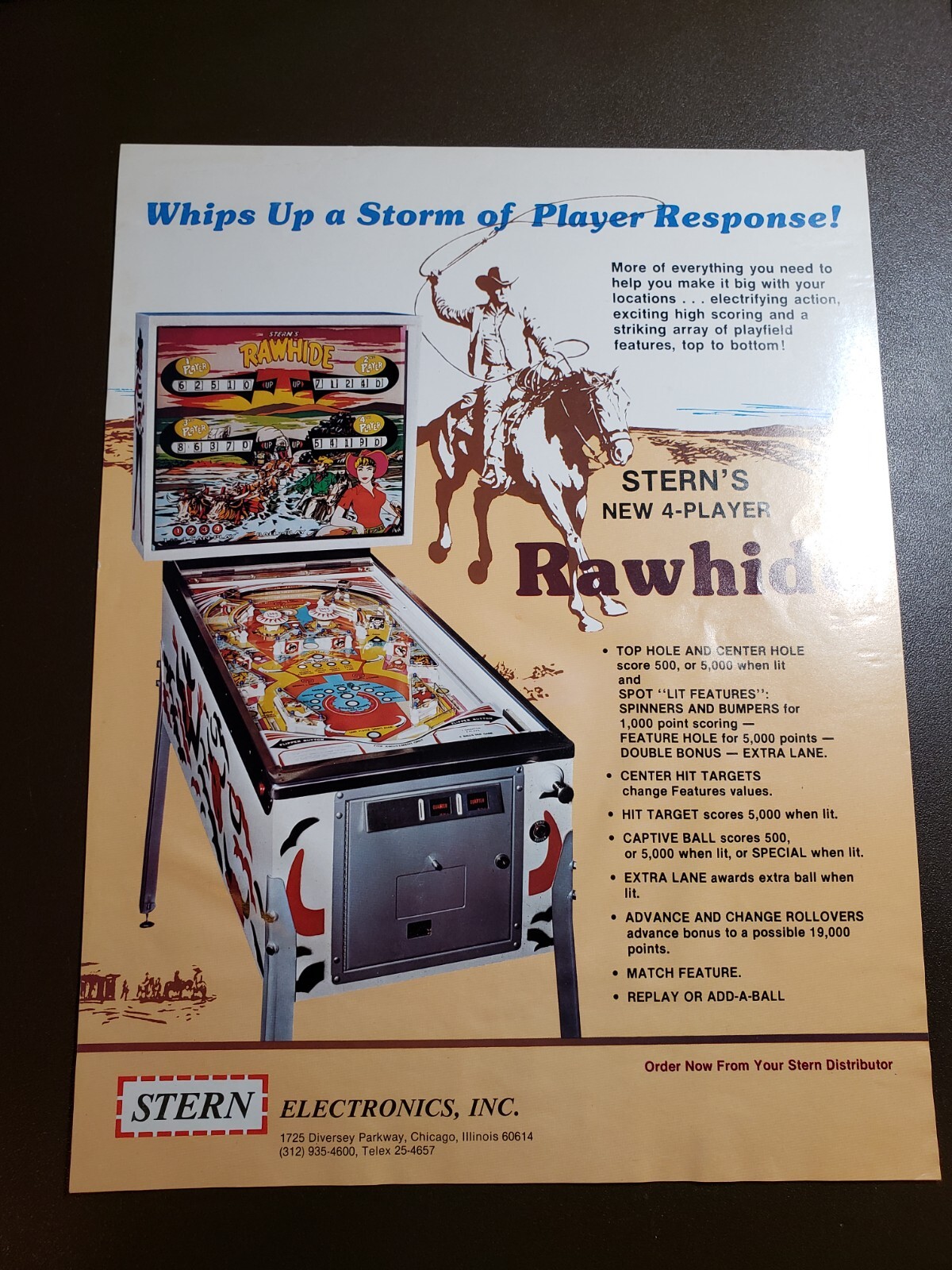 Stern RAWHIDE Original Pinball Flyer