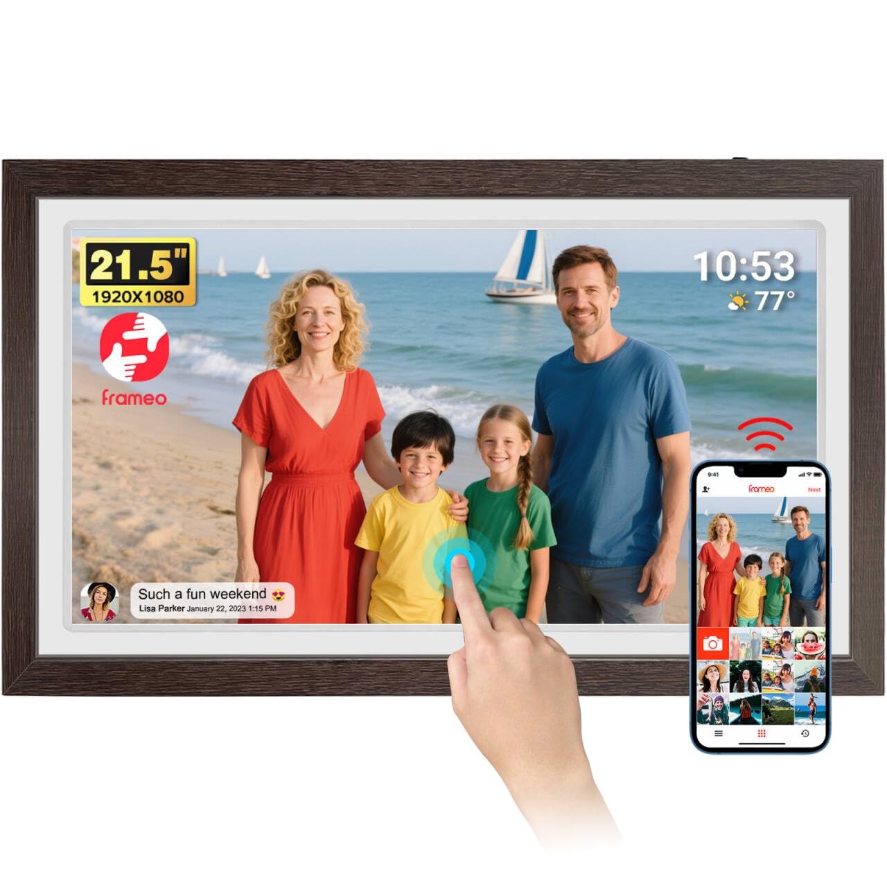 21.5" Large Frameo Digital Photo Frame, 32GB WiFi Digital Picture Frame with ...