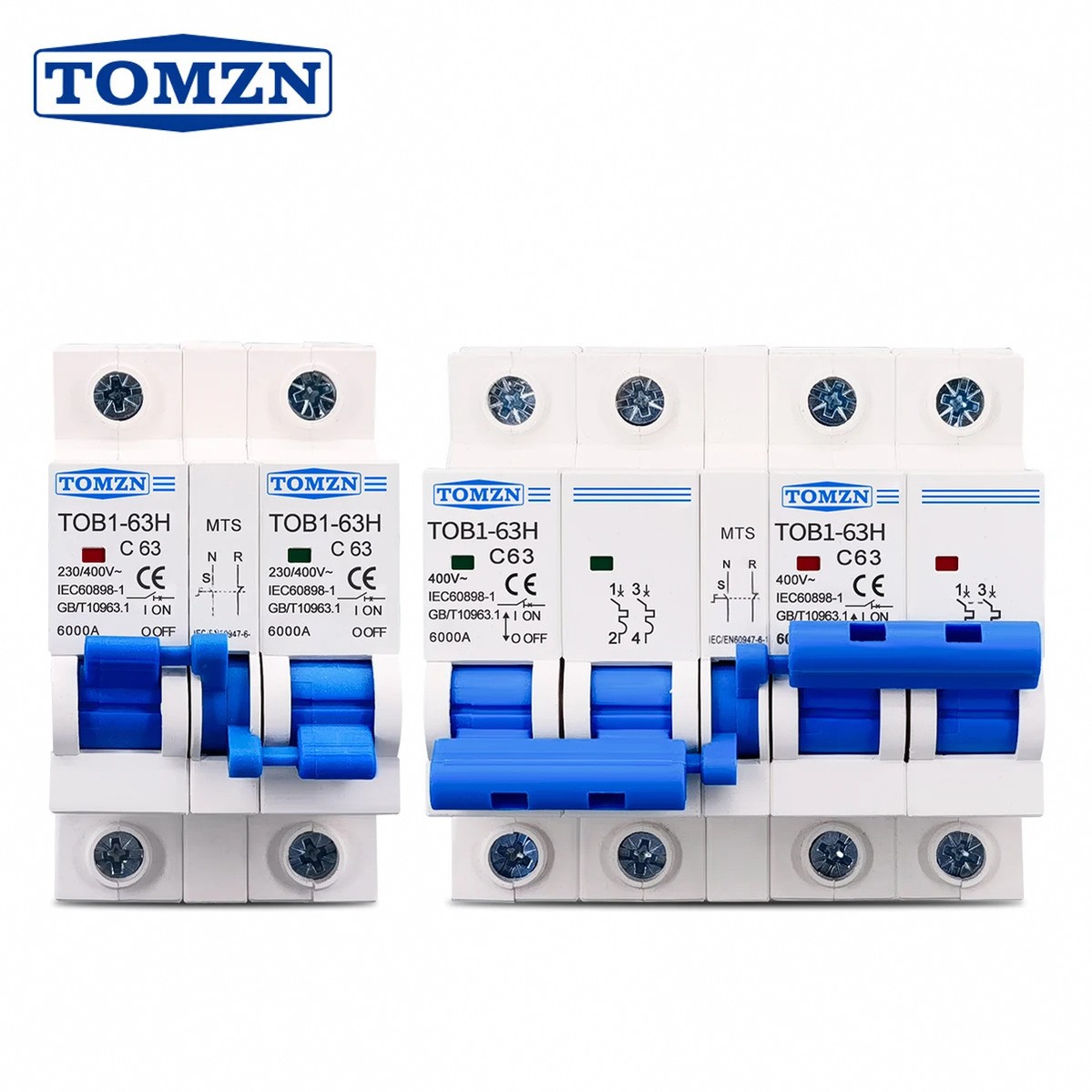TOMZN MTS Dual Power Manual Transfer Switch Circuit breaker MCB 50Hz 60Hz 6A