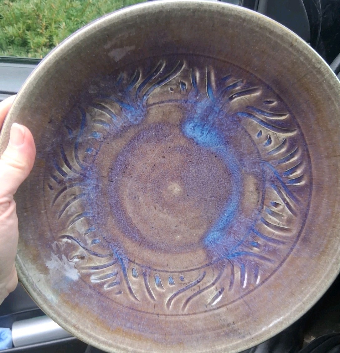 Artist Signed Chrystalline 11 1/2" Pottery Bowl