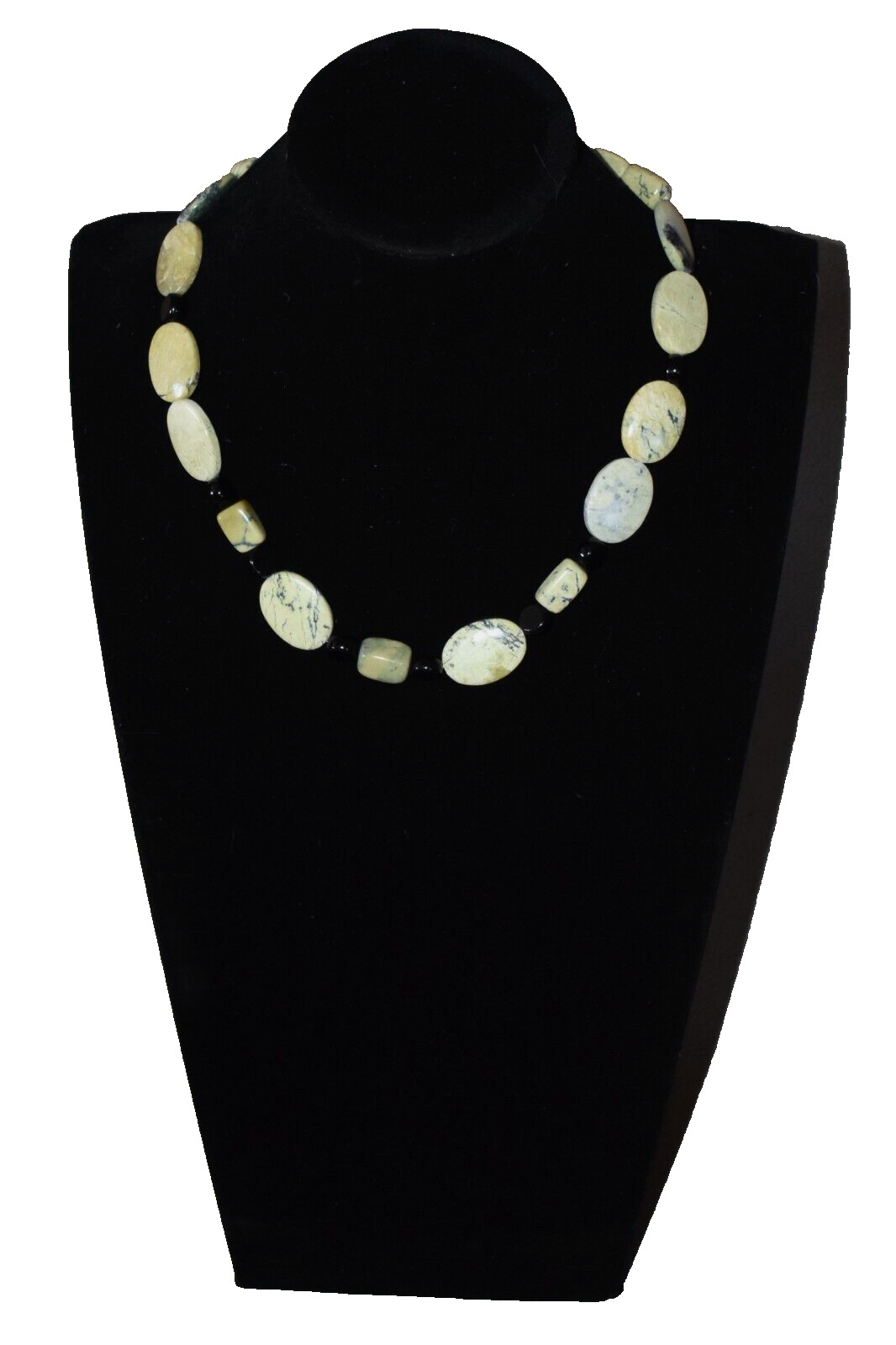 Handmade Serpentine & Onyx? Gemstone Beaded Necklace 20" B1