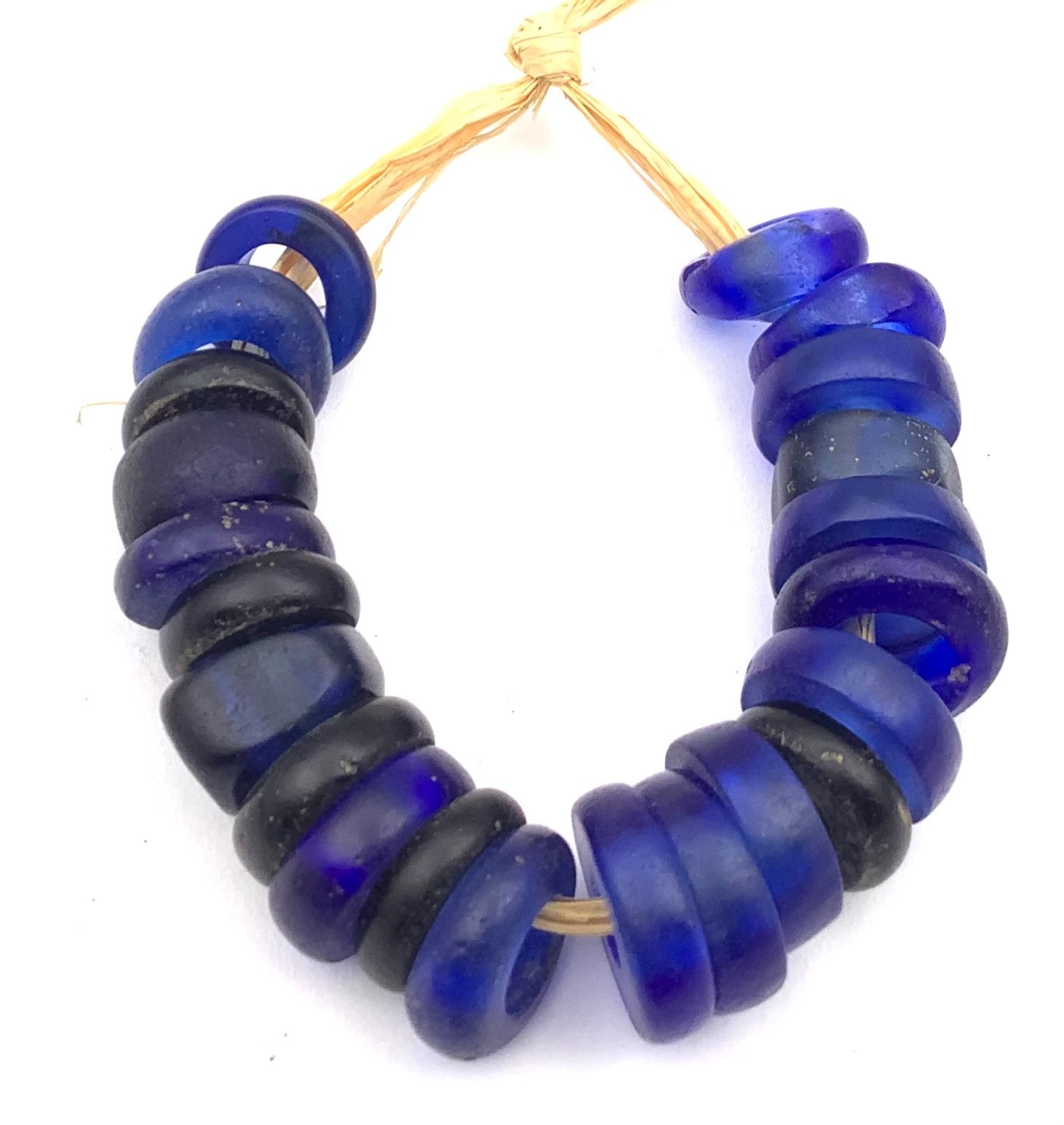 22 Antique African Annular Cobalt Blue Dutch Donuts Glass African Trade beads