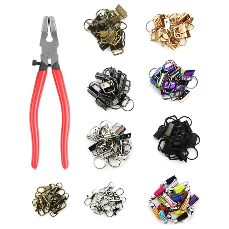 113pcs for Key Fob Hardware Set with Pliers Keychain Tassel Pendant