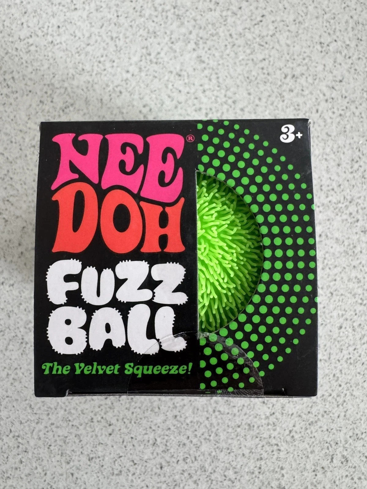 Nee Doh Needoh Fuzz Ball Velvet Squeeze Stress Fidget Flower Power Toy GREEN