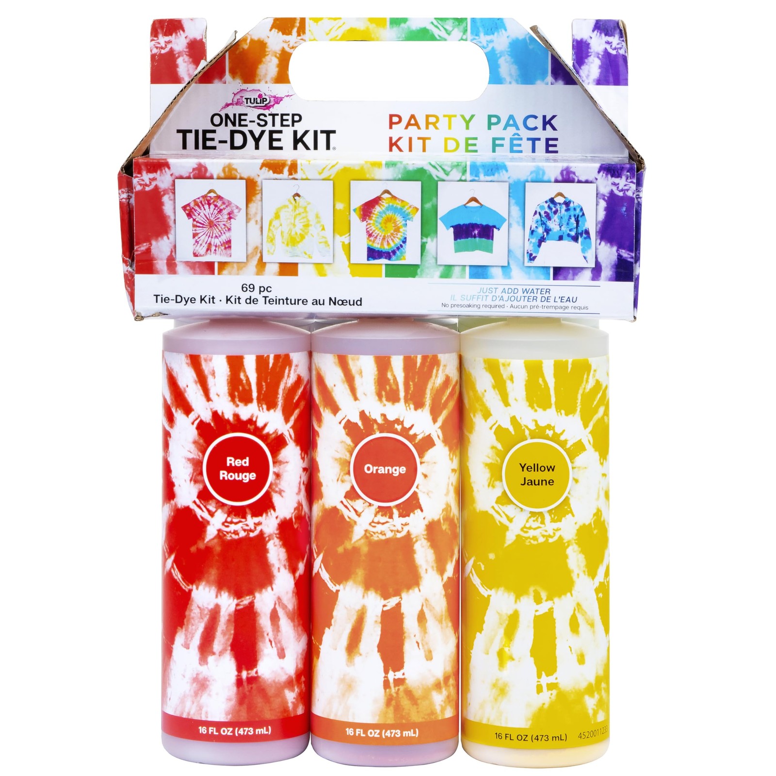 One-Step Tie-Dye Kit Extra Large Block Party 16 oz Easy Squeeze Bottles, All-...