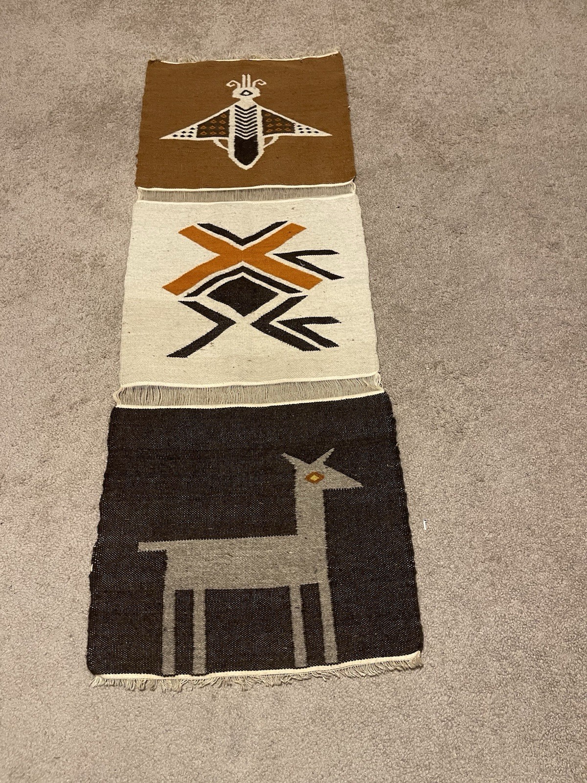 Vintage 4’ Navajo Hand Woven Tapestry