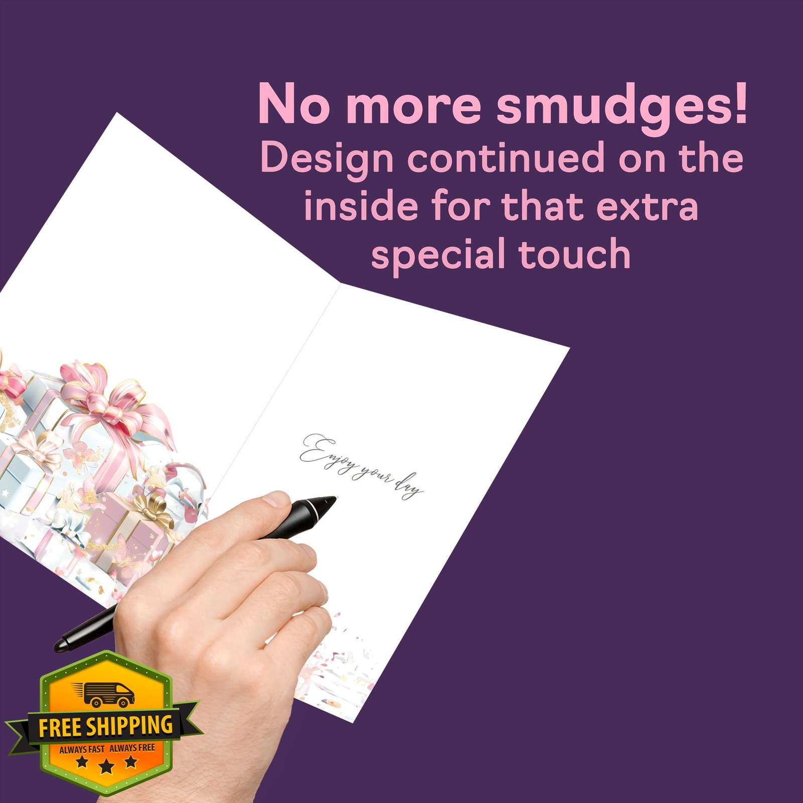 Gold Birthday Card for Step-Mum Elegant Gift for Step Mother