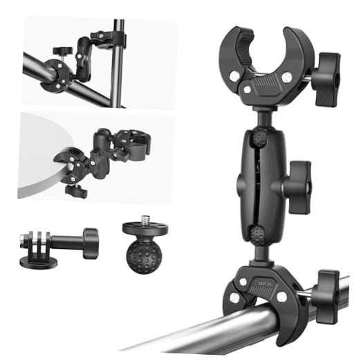Double Super Clamp Mount Umbrella Clamp Motorcycle Camera Pole Mount Desk 
