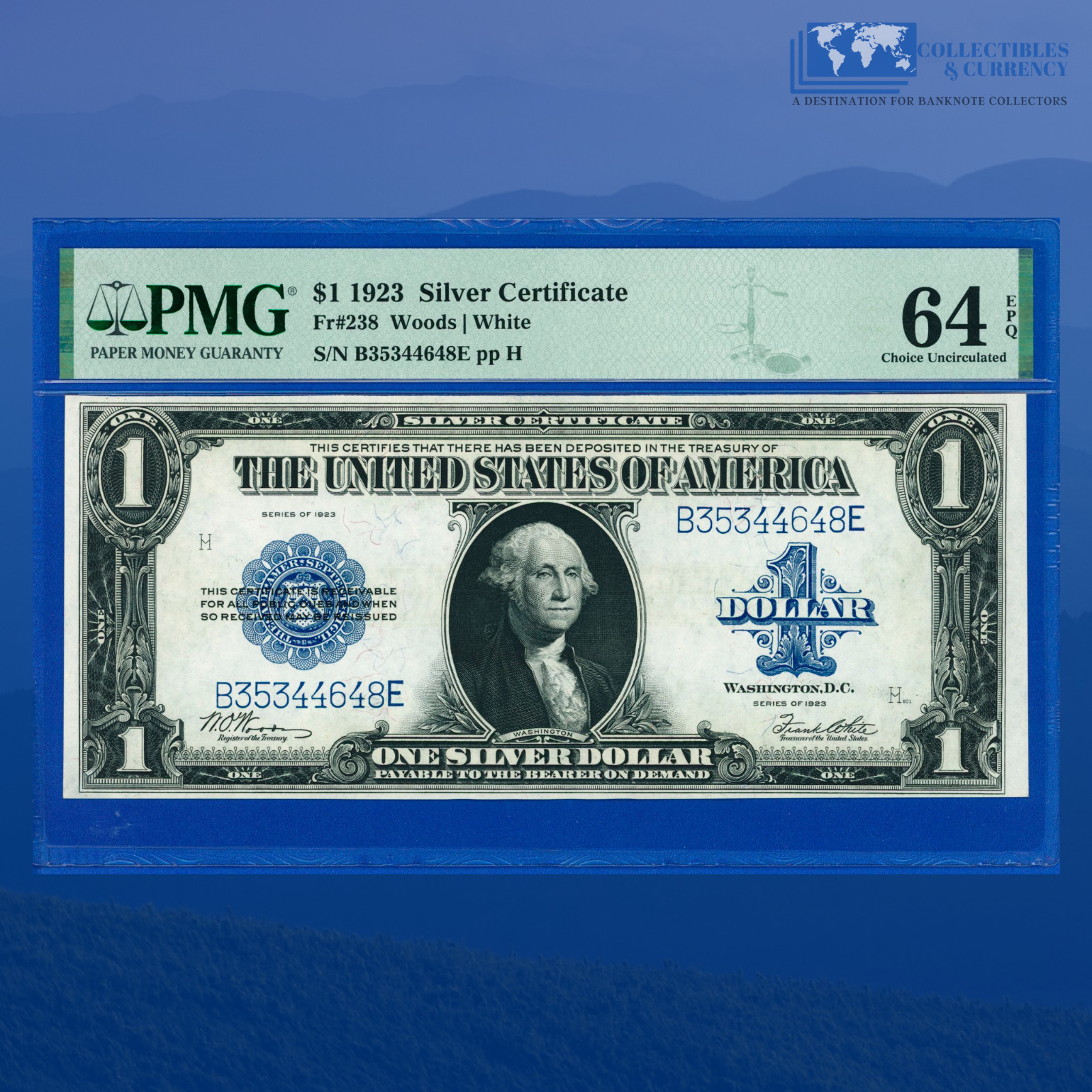 Fr.238 1923 $1 Silver Certificate Large Size "HORSEBLANKET", PMG 64 EPQ #44648