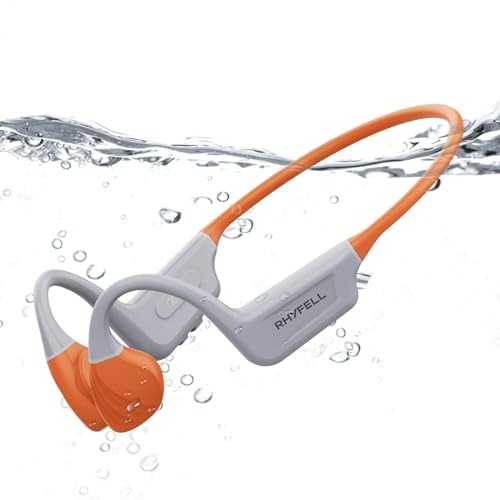 Swimming Headphones, Bone Conduction Sports Headphones, IP68 Waterproof Orange