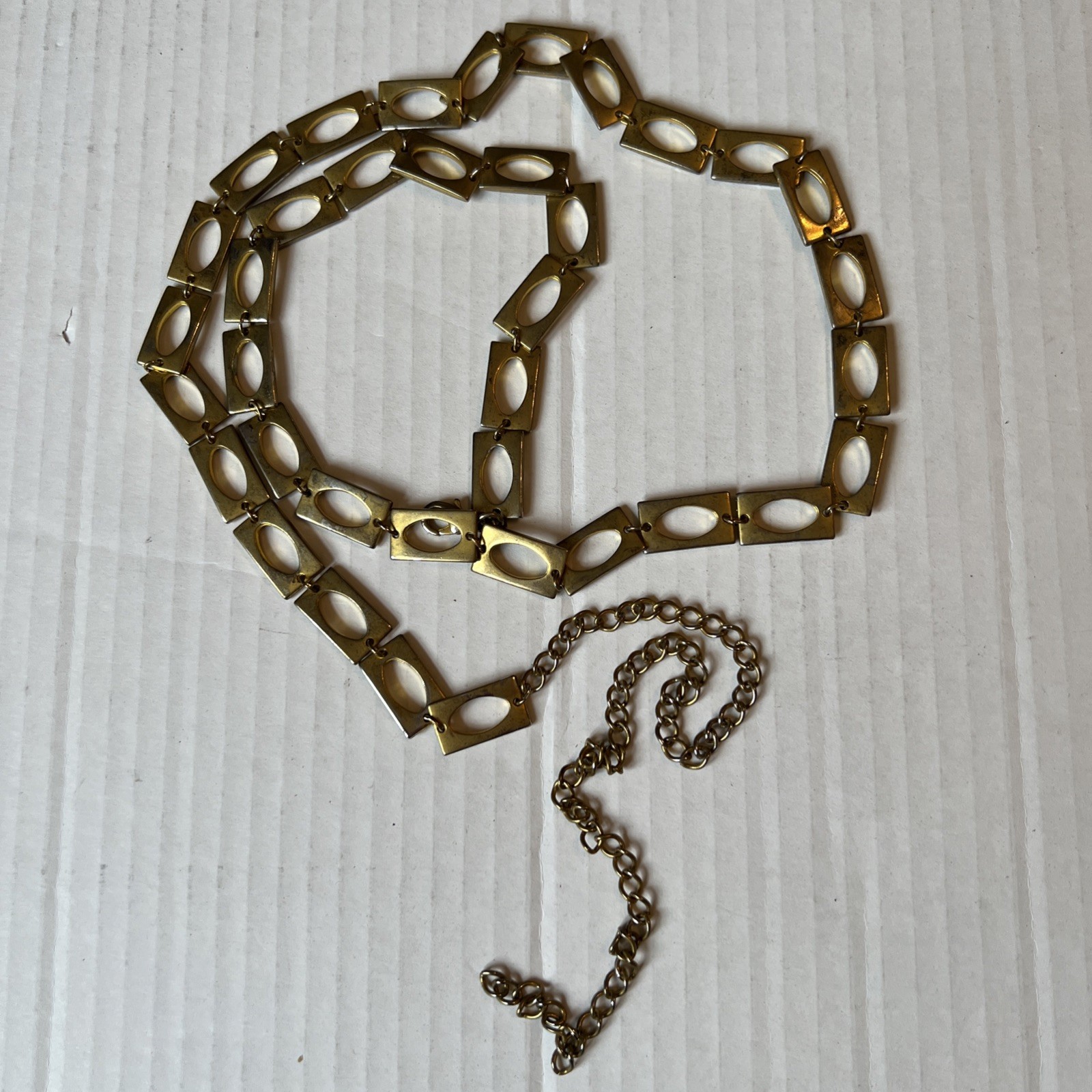 Vintage OS M/L 42" Gold Tone Chain Belt/see Details